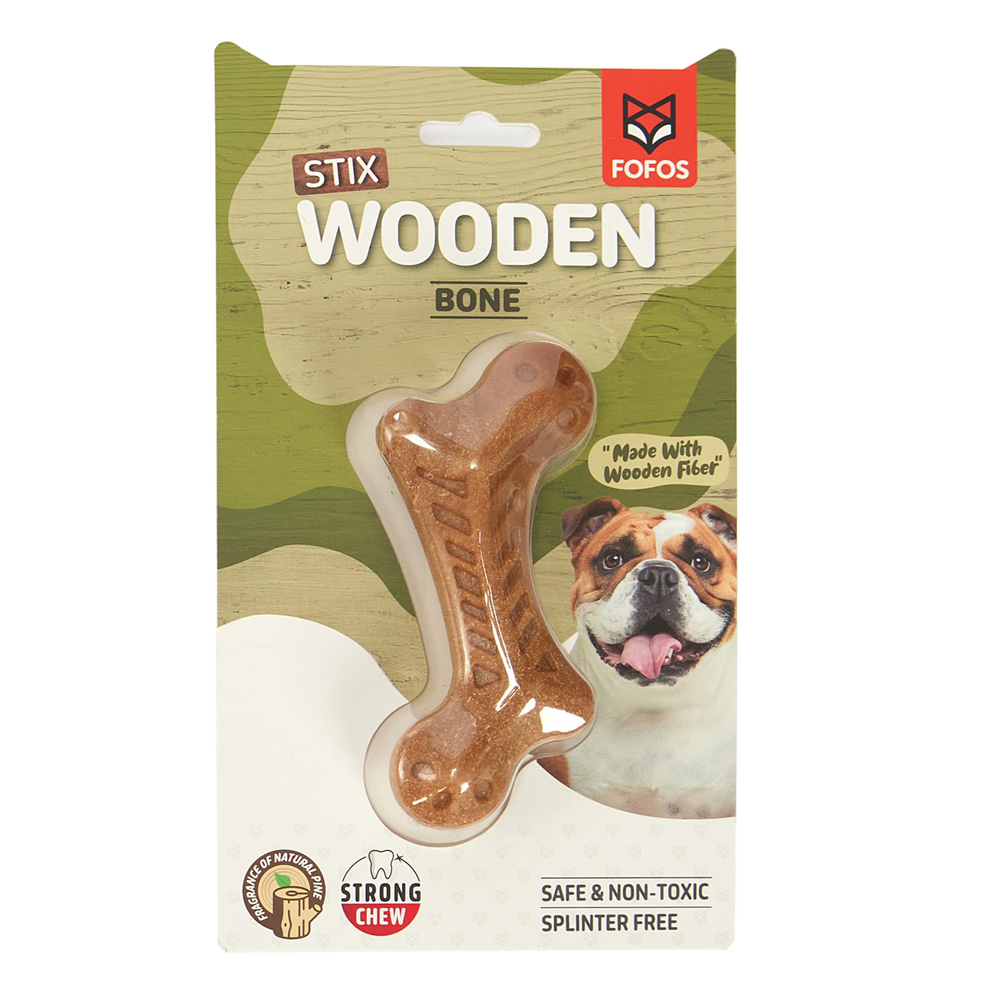 Barkbutler X Fofos Woodplay Bone Dog Chew Toy  Real Wood Fibre Chew Toys For Dogs, Dog Toys For Medium Dogs (520Kgs)  Brown