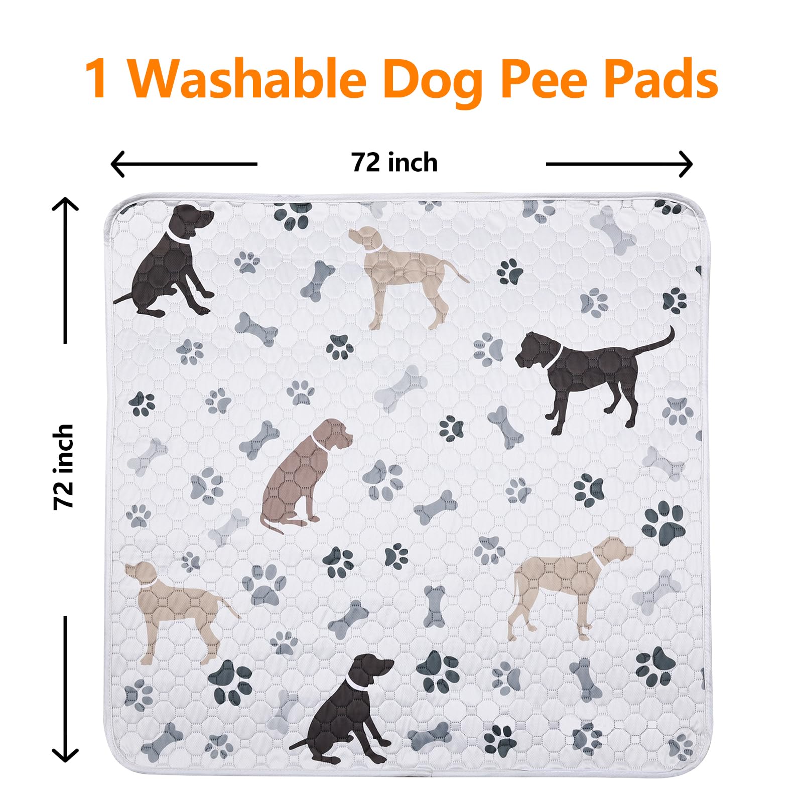 Mozin Washable Pee Pads For Dogs, 1 Pack Super Absorbent Dog Training Pads Leakproof Non-Slip Reusable Puppy Pads, Waterproof Wh