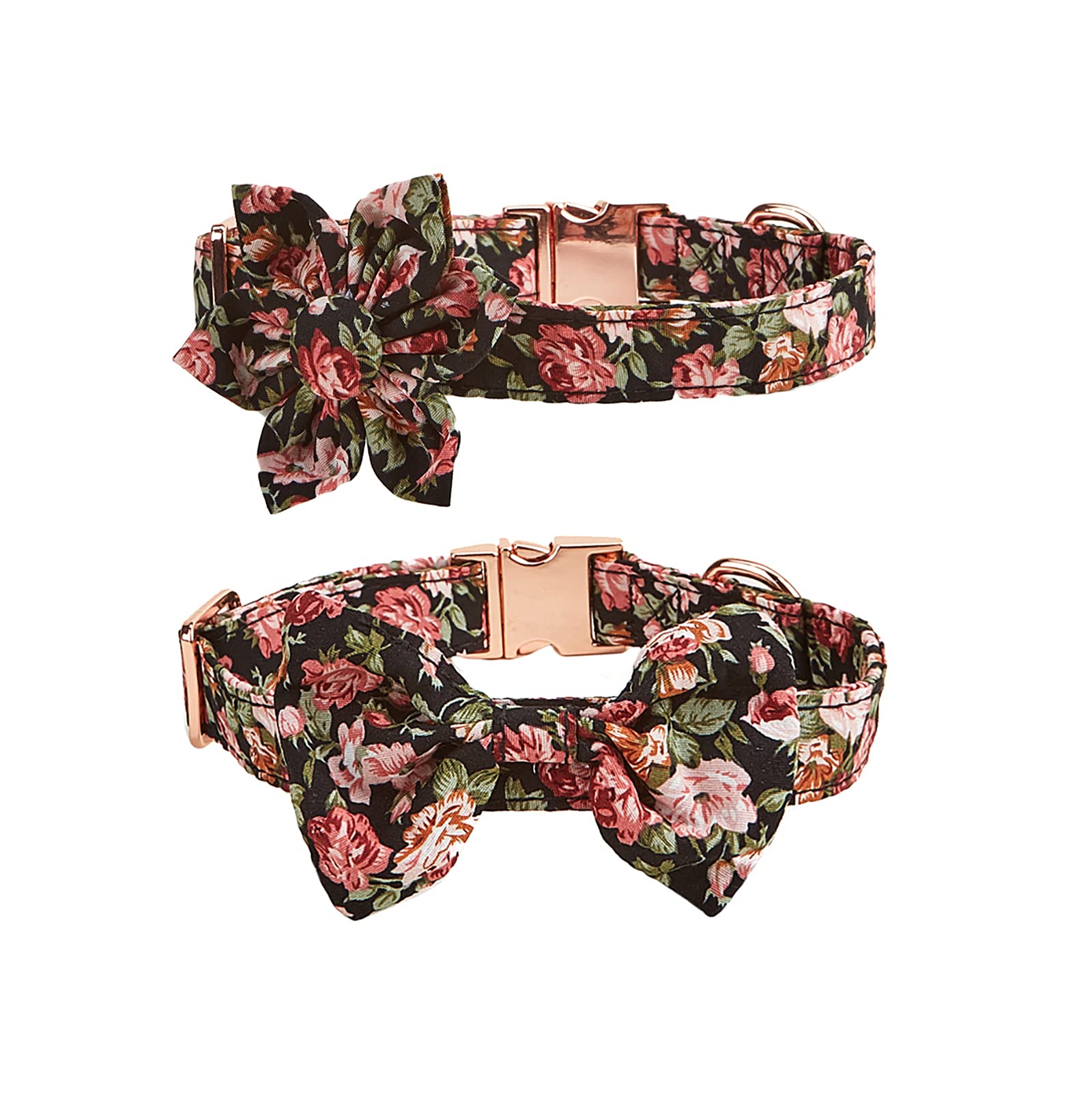 Dog Collar Adjustable With Detachable Bowtie/Flower For Medium Dog,Girl Dog Collar Pet Collars With Safety Buckle