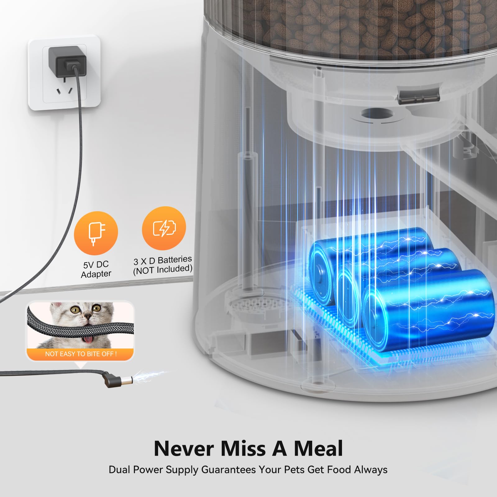 PETULTRA Automatic Cat Feeders, 4L Timed Dog Feeder Programmable Control 1-4 Meals Pet Dry Food Dispenser for Cats and Small Med