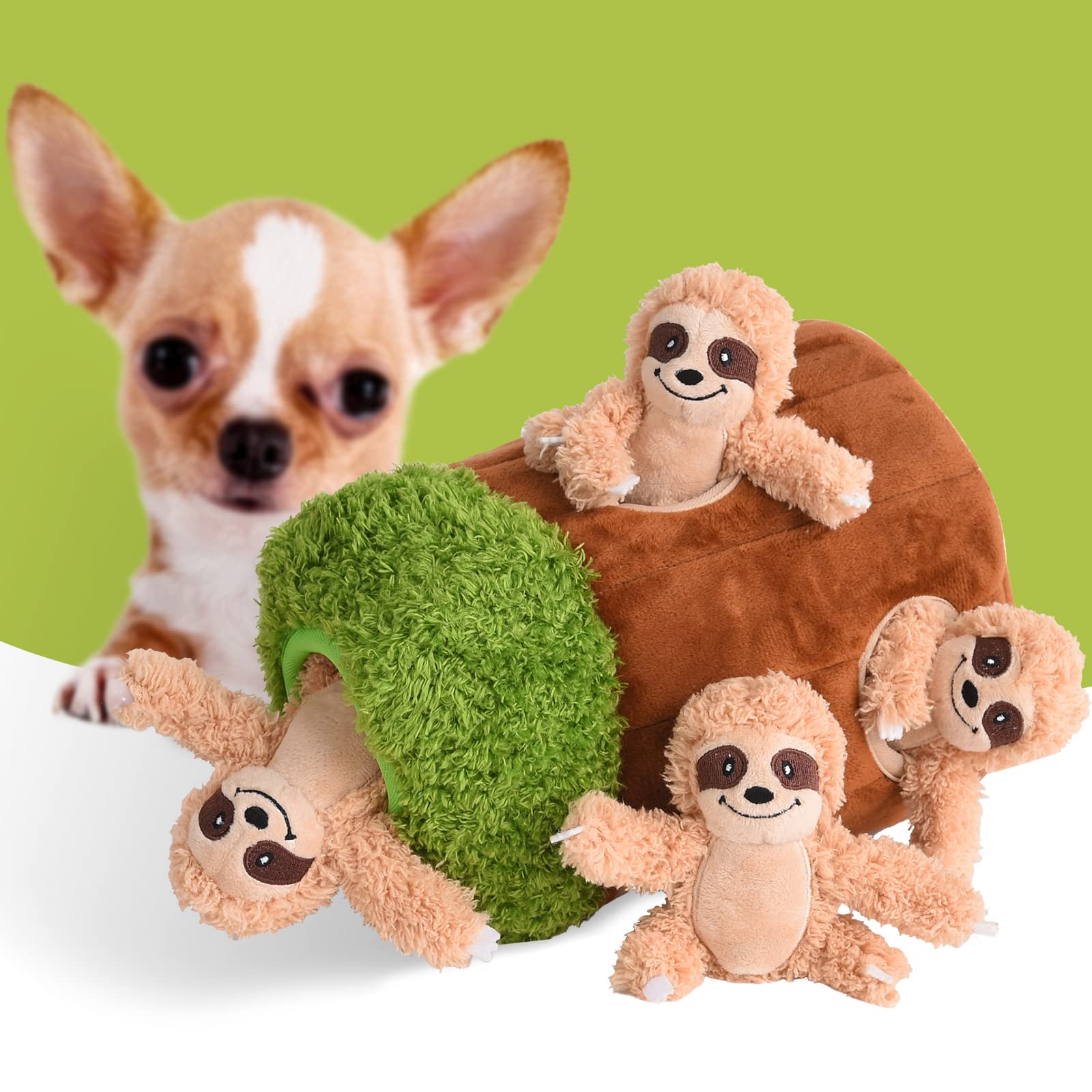 okegztoa Plush Squeaky Dog Toy - Interactive Sloth for Small, Medium, Large Dogs - Medium Size, Stuffed Woodland Friends