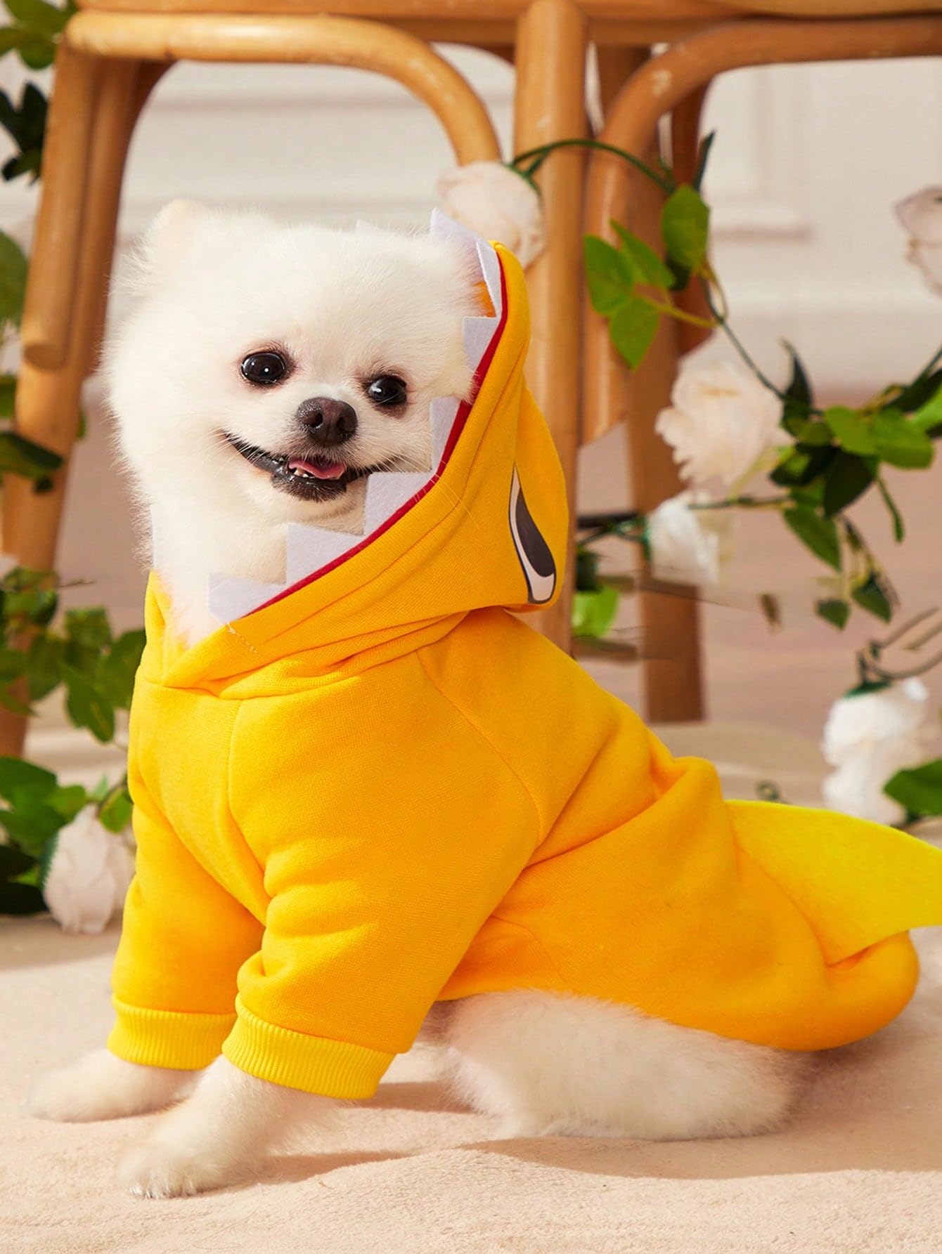 Qwinee Shark Dog Hoodie Dog Warm Jacket Coat Puppy Sweatshirt Christmas Halloween Dog Costume Winter Dog Clothes Pet Apparel For Small Medium Dogs Cats Kitten Yellow Xs