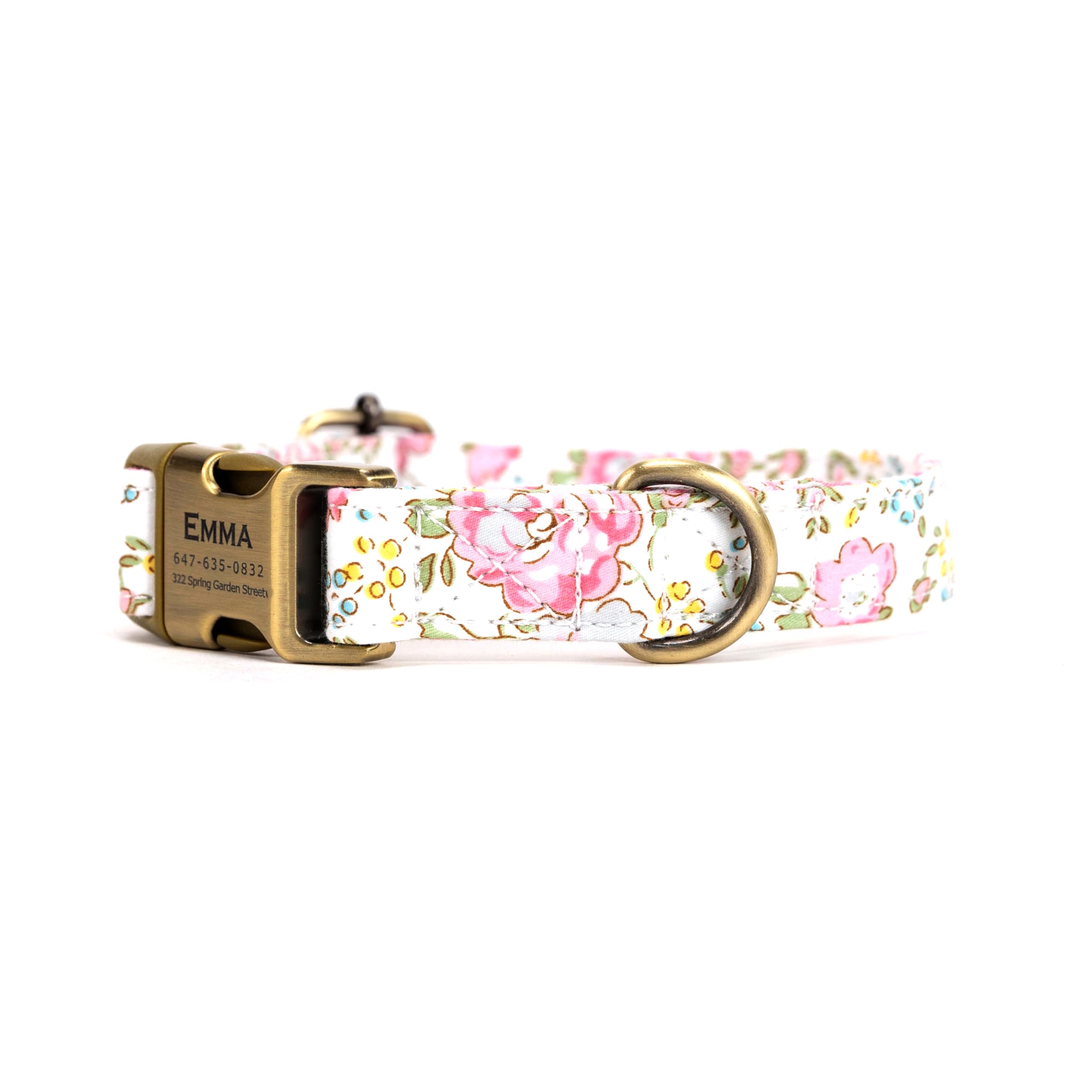 Personalized Dog Collar With Name And Phone Number Engraved,Adjustable Custom Puppy Collar,Organic Cotton Pet Collar For Small M