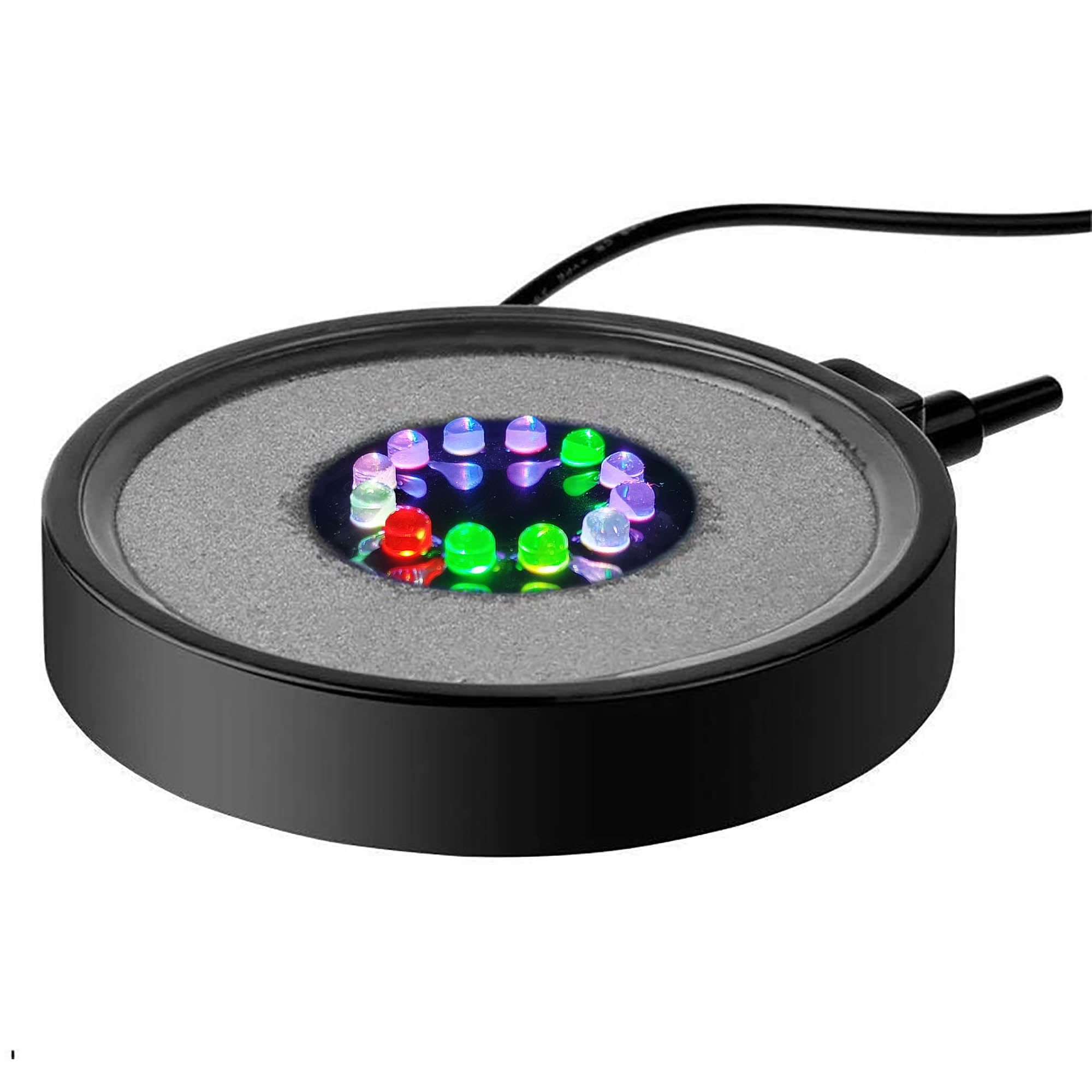 NICREW Multi-Colored LED Bubbler Stone Disk, 4 Inch Fish Tank Decor, Auto Color Changing, Model N0070