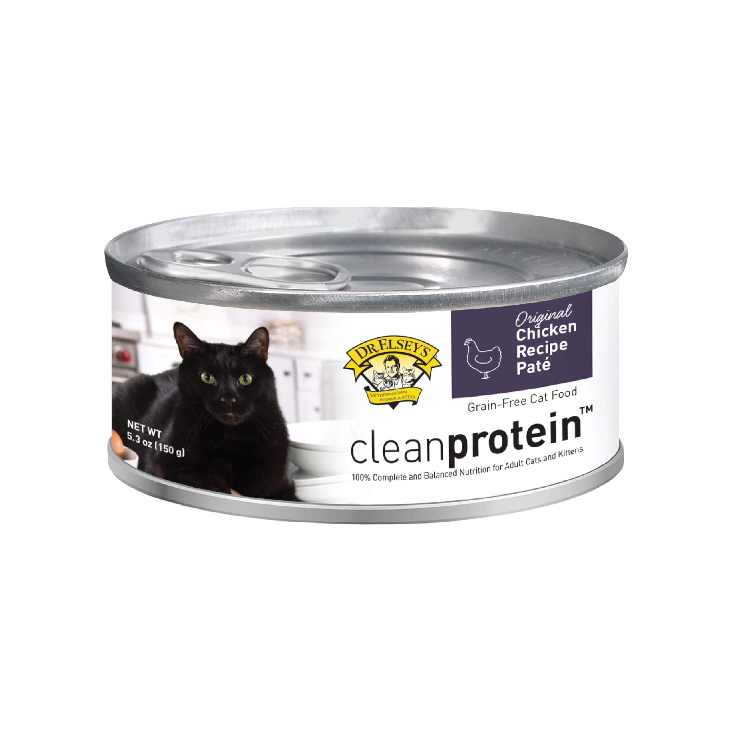 Dr. Elseys cleanprotein Chicken Recipe Wet Cat Food, Pate 5.3 oz cans (Pack of 24)