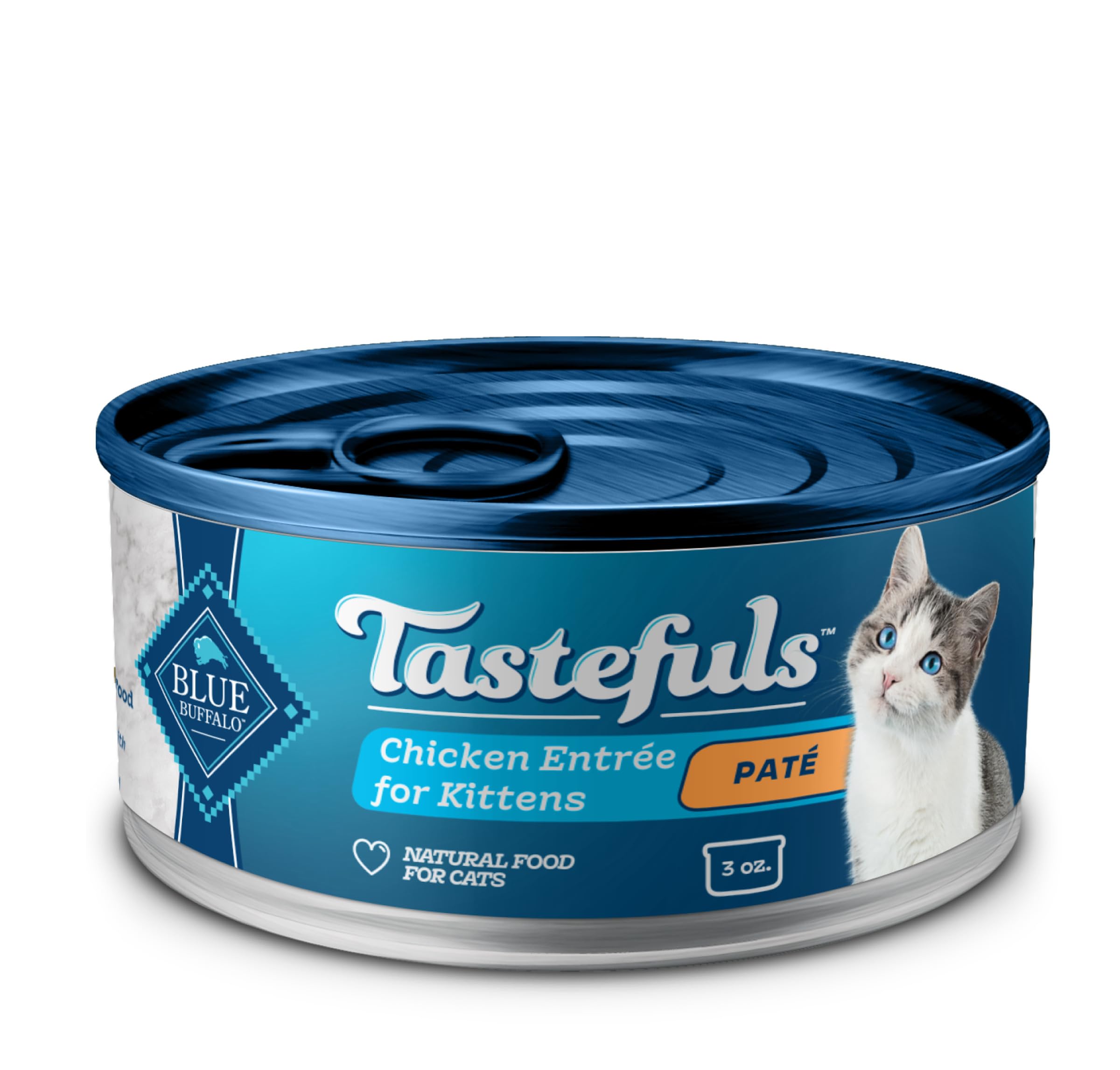Blue Buffalo Tastefuls Wet Cat Food Pat   for Kittens, Made with Natural Ingredients | Chicken Entr  e, 3-oz. Cans (24 count )