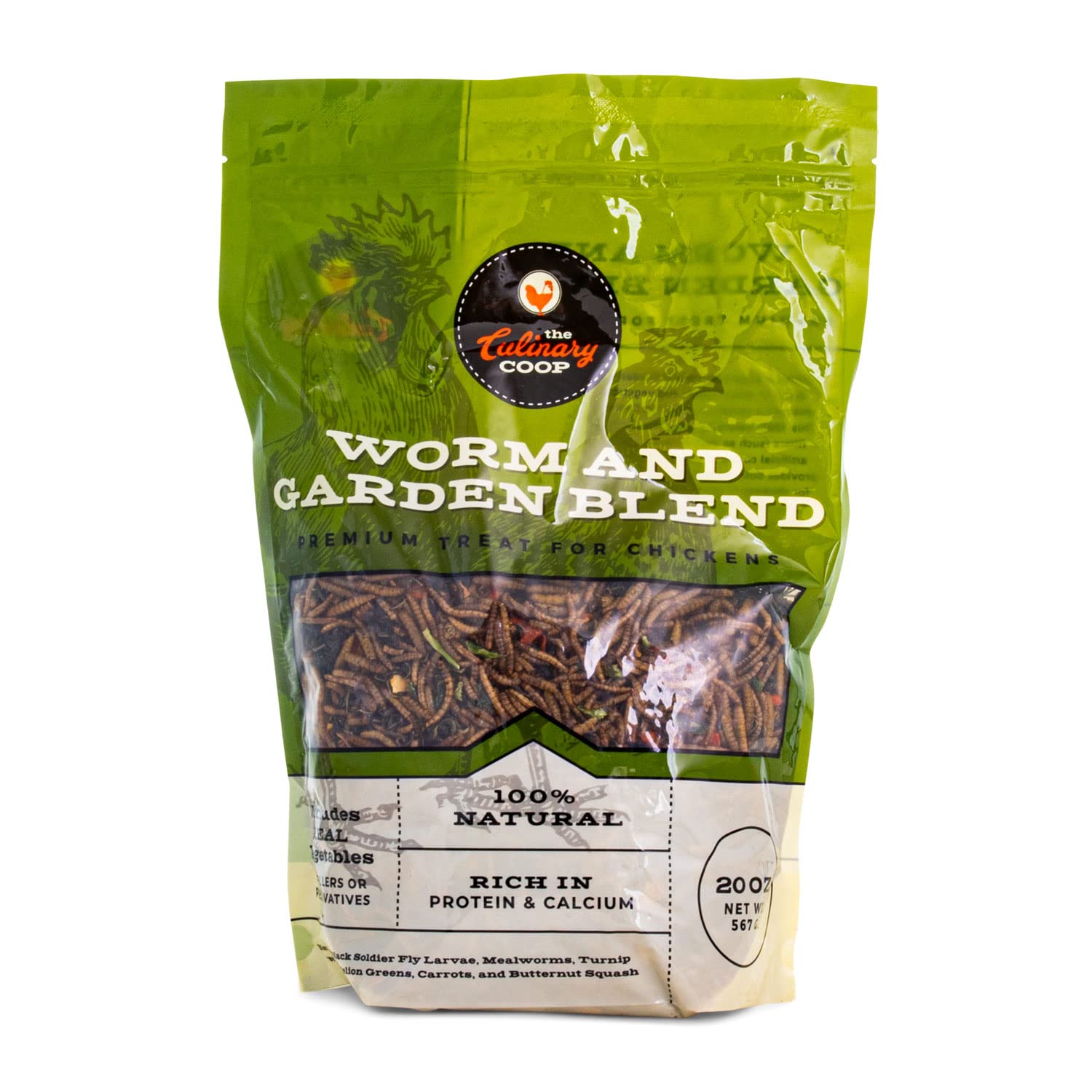 Flukers Culinary Coop All Natural Worm and Garden Blend, Premium Treat for Chickens, 20 oz