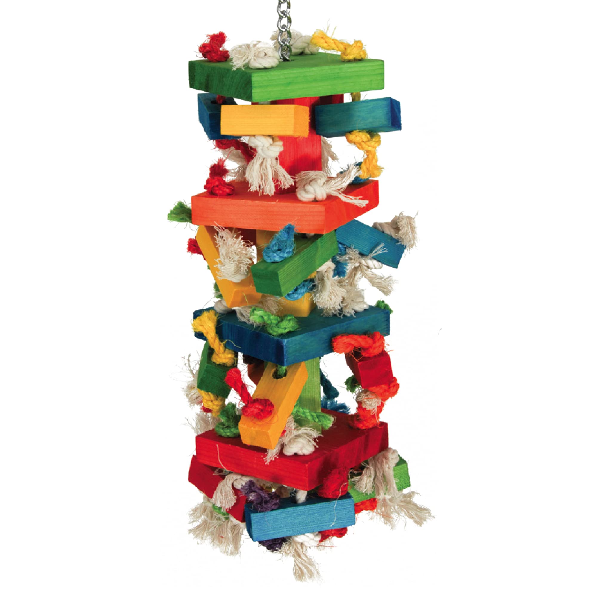 Featherland Paradise Knots N Blocks Bird Toy, Bird Toys, For Parrots, Cockatoos, Macaws, Very Large Birds And Big Beaks