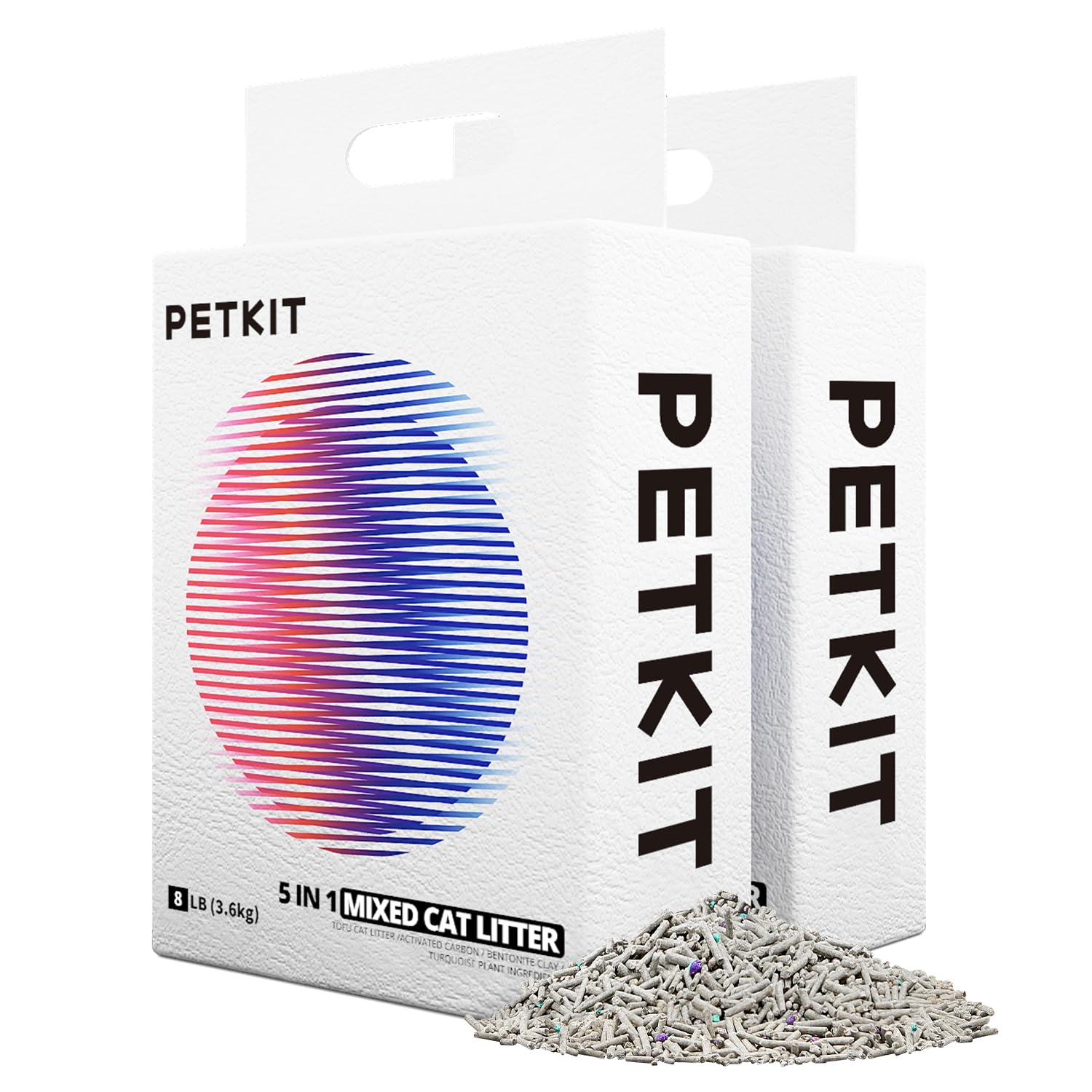 Petkit Everclean 5 In 1 Mixed Cat Litter,Strong Clumping Cat Litters,Odor Control And Unscented Ultra Absorbent Water Flushable Bentonite Tofu Cat Litter,Dust-Free,8 Lbs/Bag
