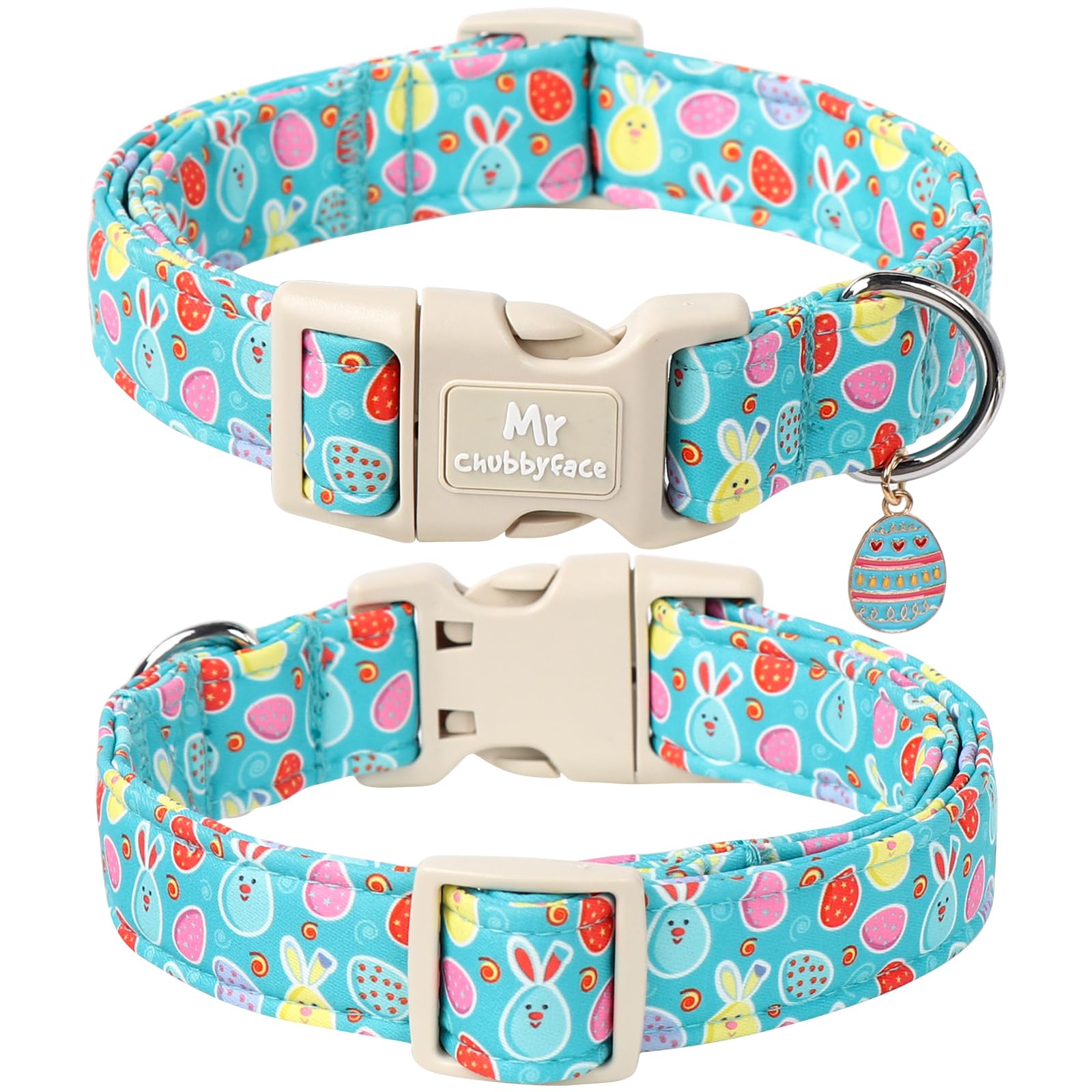 Mr.Chubbyface Easter Dog Collar, Bunny Eggs Print Dog Collars,Soft Durable Adjustable Colorful Eggs Pet Collar, Cute Easter Coll