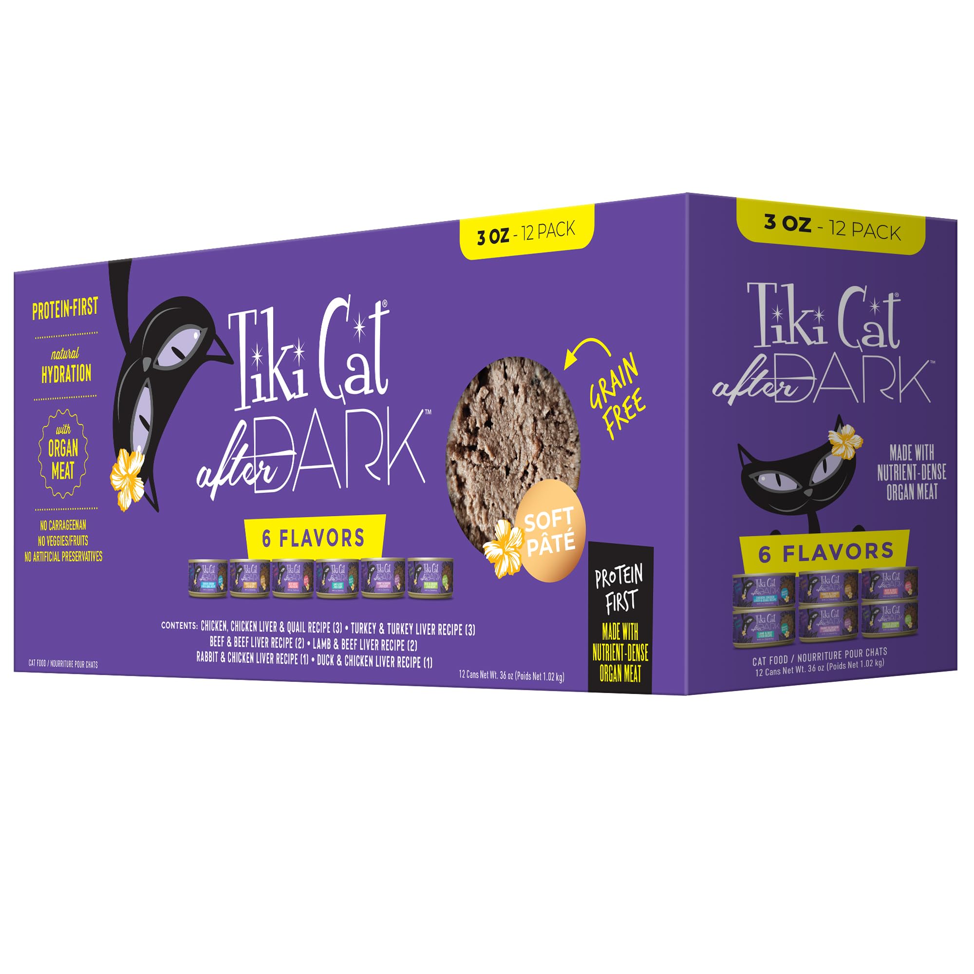 Tiki Cat After Dark Pt  , Variety Pack, High-Protein and 100% Non-GMO Ingredients, Wet Cat Food for Adult Cats, 3 oz. Cans (Pack