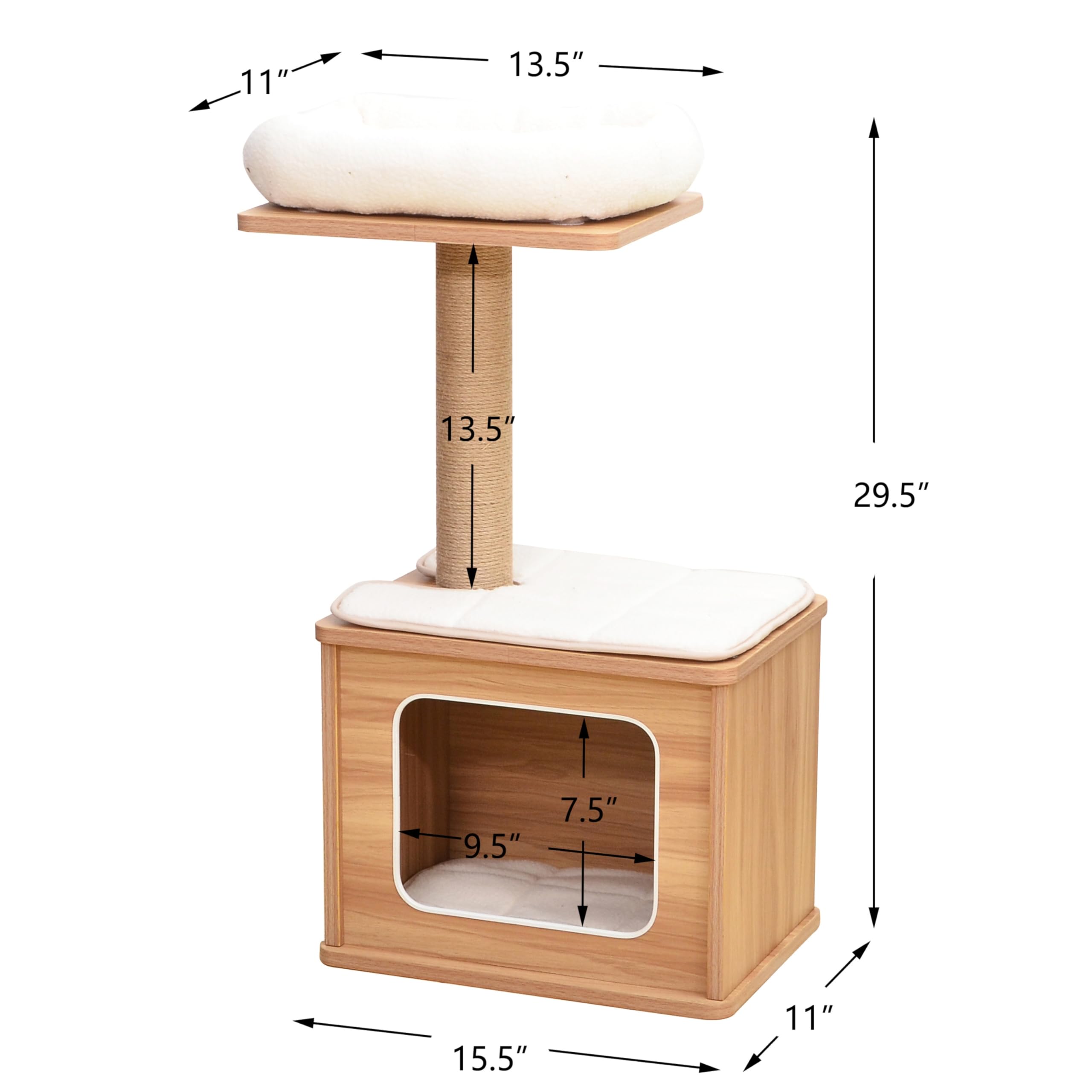 Catry Cat Tree With Feather Toy - Cozy Design Of Cat Hammock Allure Kitten To Lounge In, Cats Love To Lazily Recline While Playing With Feather Toy And Scratching Post, (Innovative Arrival)
