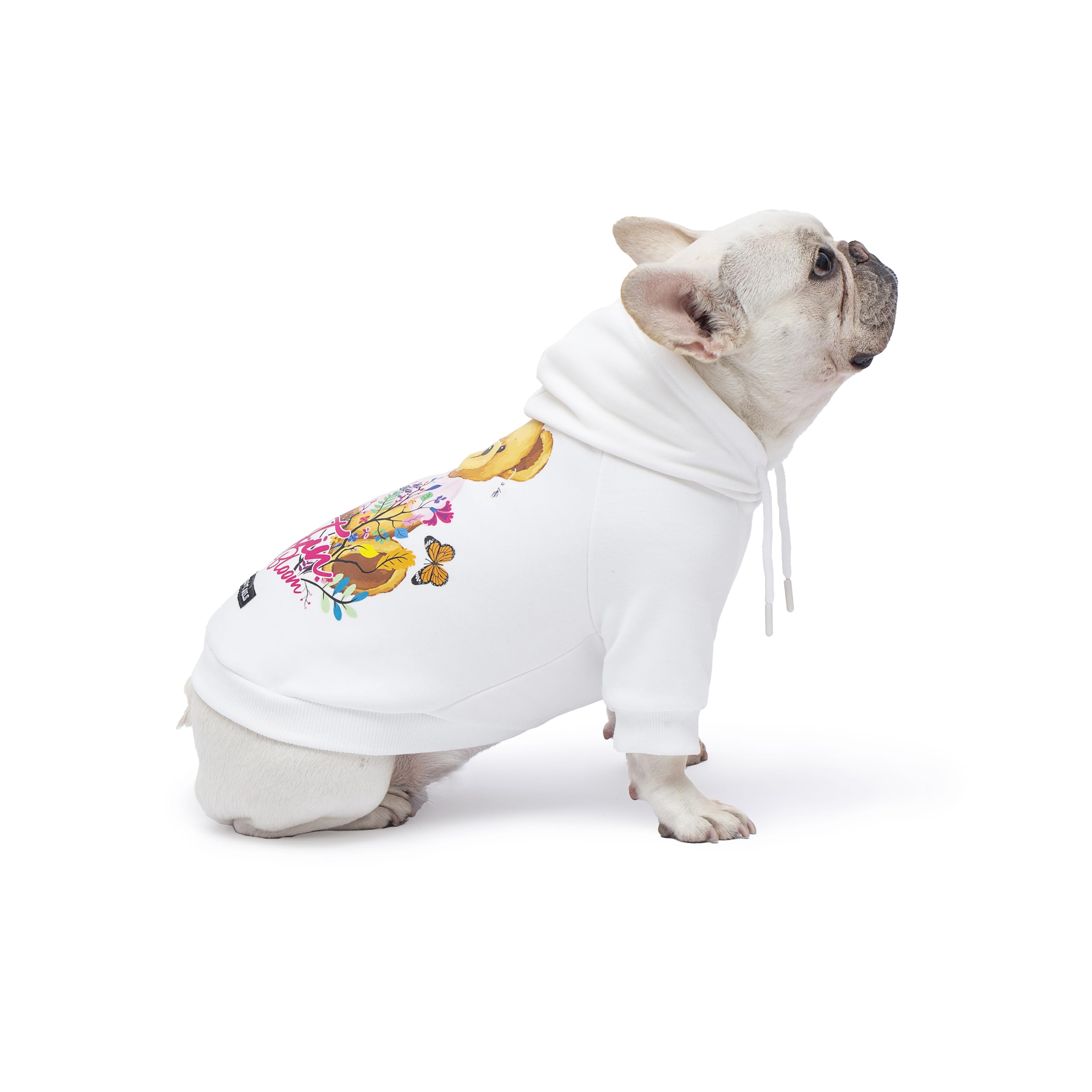 Blooming Teddy Dog Hoodie Dog Clothes Extra Warm Fleece Lining Stretchy Fit for Small Medium Dogs (White, X-Large)