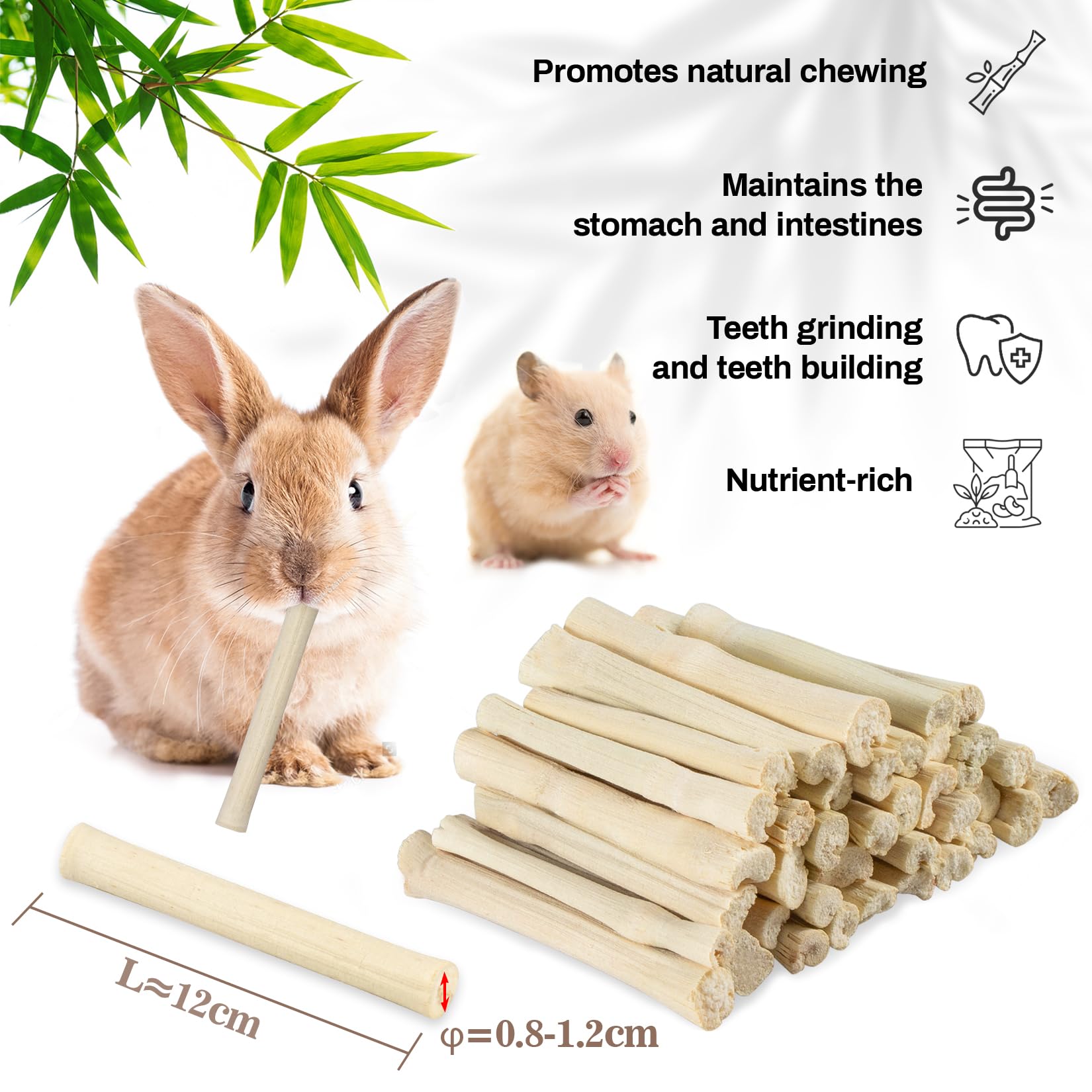 Sukh 240g Sweet Bamboo Chew-Sticks - Natural Rabbit Bamboo Sticks Small Animal Chew Toy Bunny Molar Treats Atural Teeth Grinding