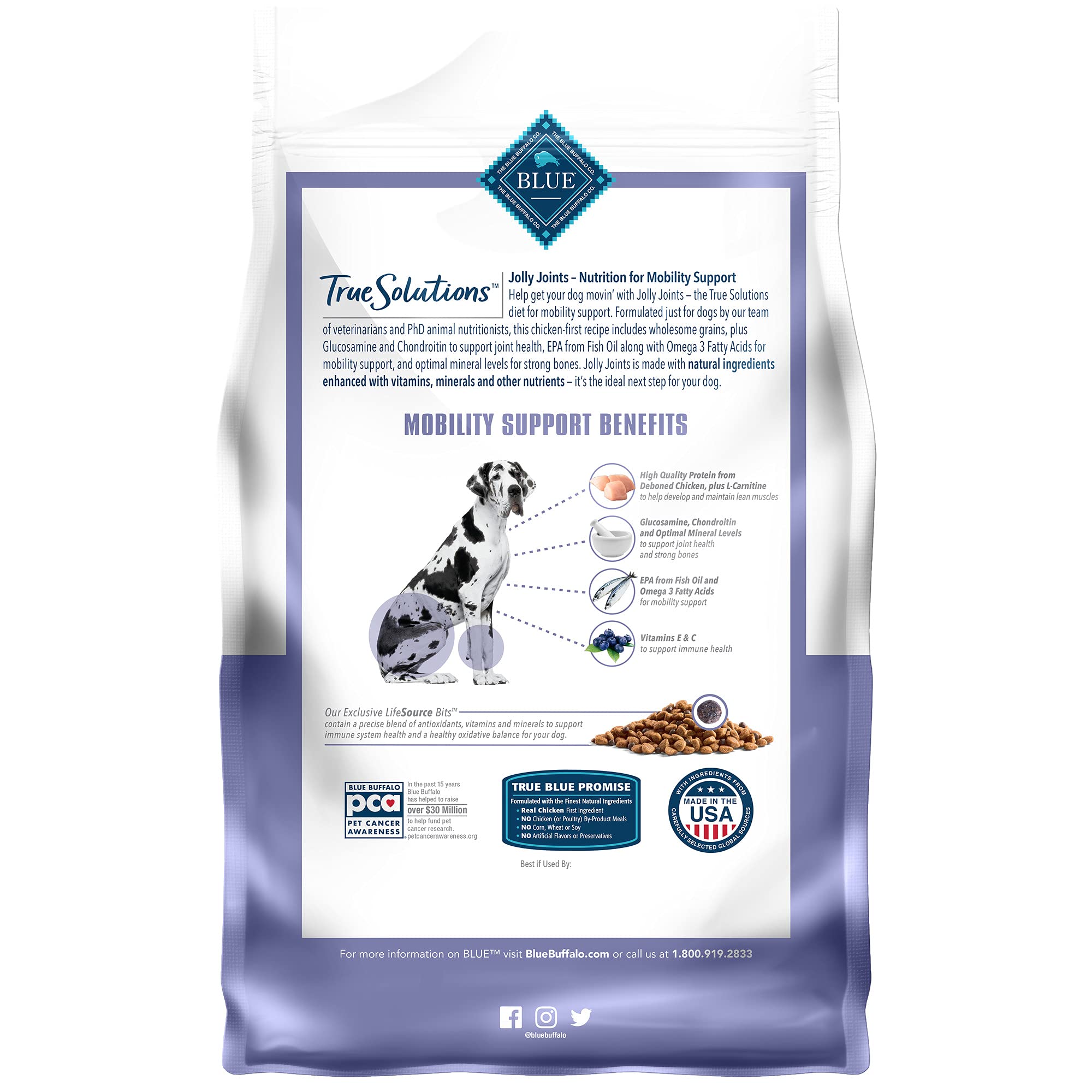 Blue Buffalo True Solutions Mobility Care Natural Dry Dog Food for Adult Dogs, Chicken, 4-lb. Bag