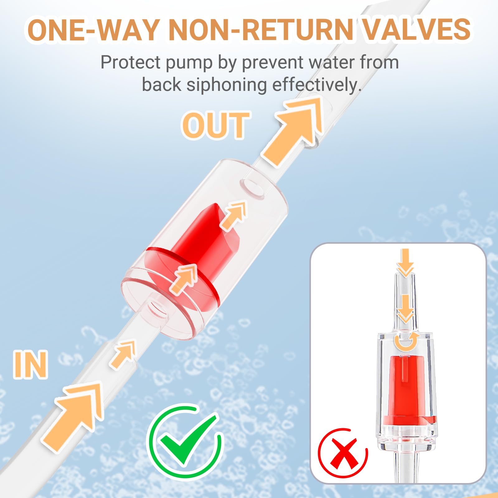 Moonorange 10Pcs Aquarium Air Check Valve, One Way Non-Return Check Valve For Aquarium Air Pump, For 3/16 Inch Airline Tubing, F