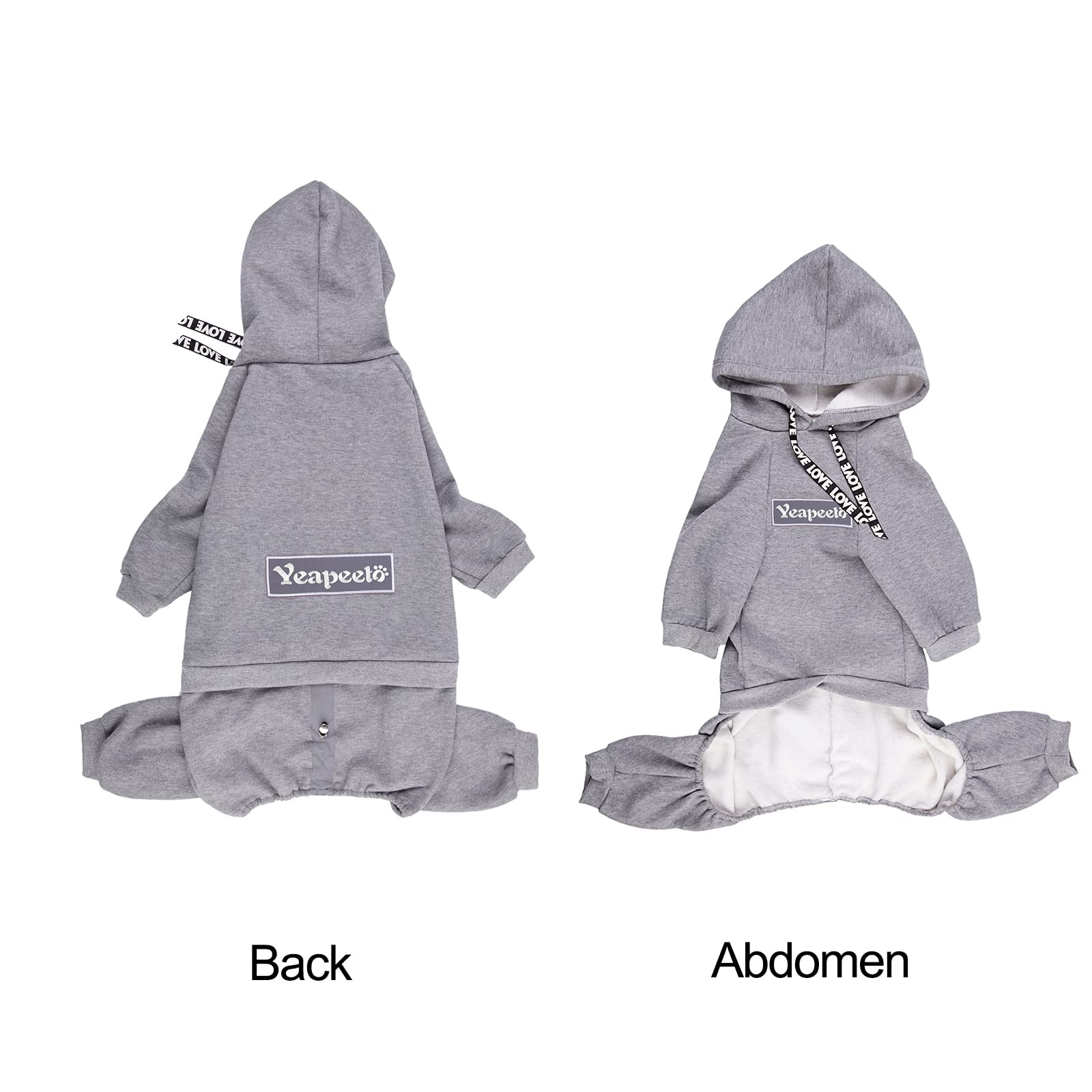 Grey 3X-Large Dog Hoodie For Winter, Pullover 4 Legs Warm Coat, Fleece Hoodie Sweatshirt