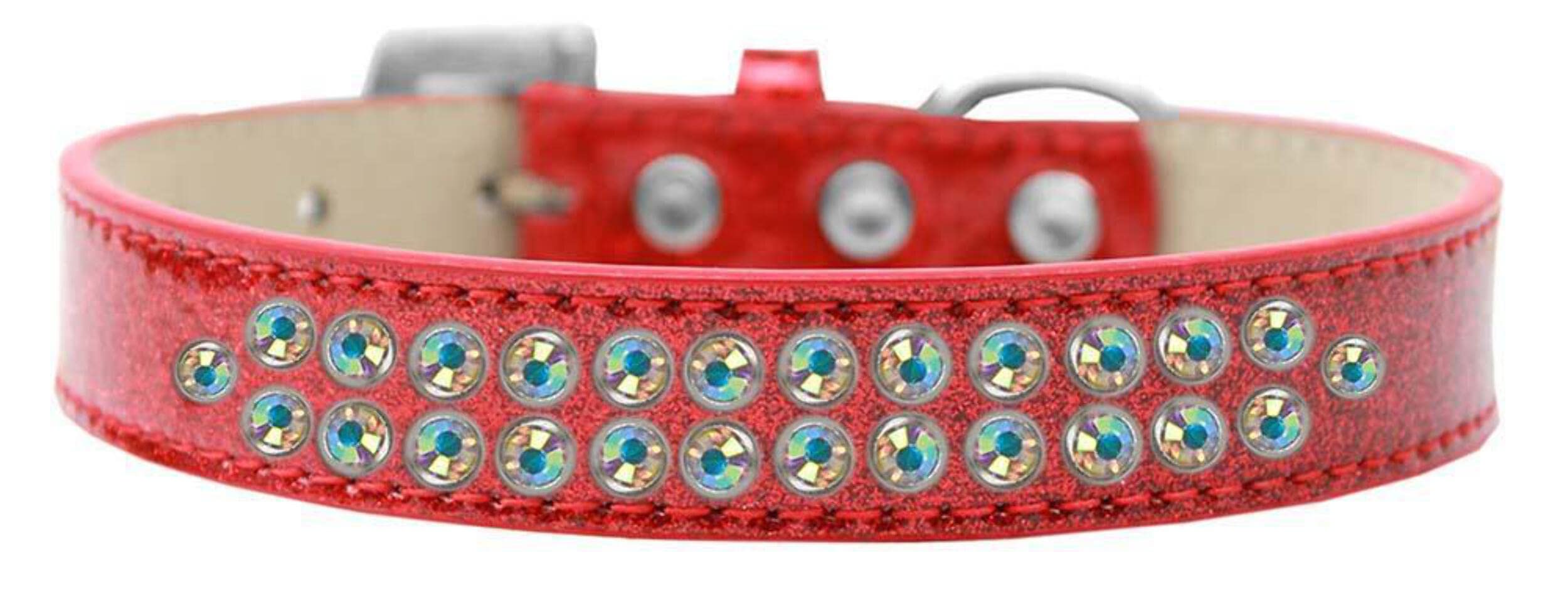 Mirage Pet Products Two Row AB Crystal Red Ice Cream Dog Collar, Size 12