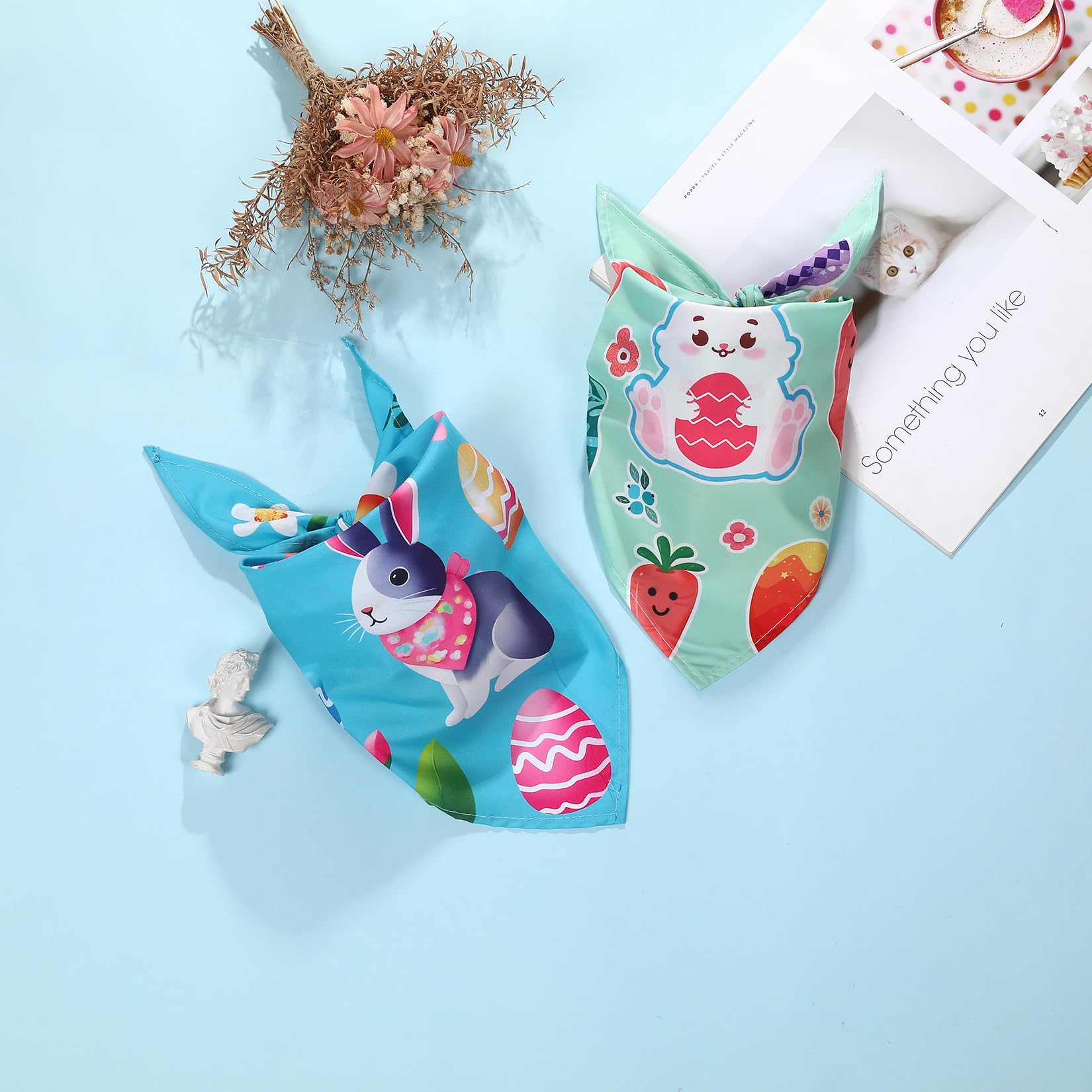 Easter Dog Bandana, Holiday Large Dog Bandanas 2 Pack, Triangle Reversible Easter Pet Bandanas,Love Kiss Print, Bandana For Larg
