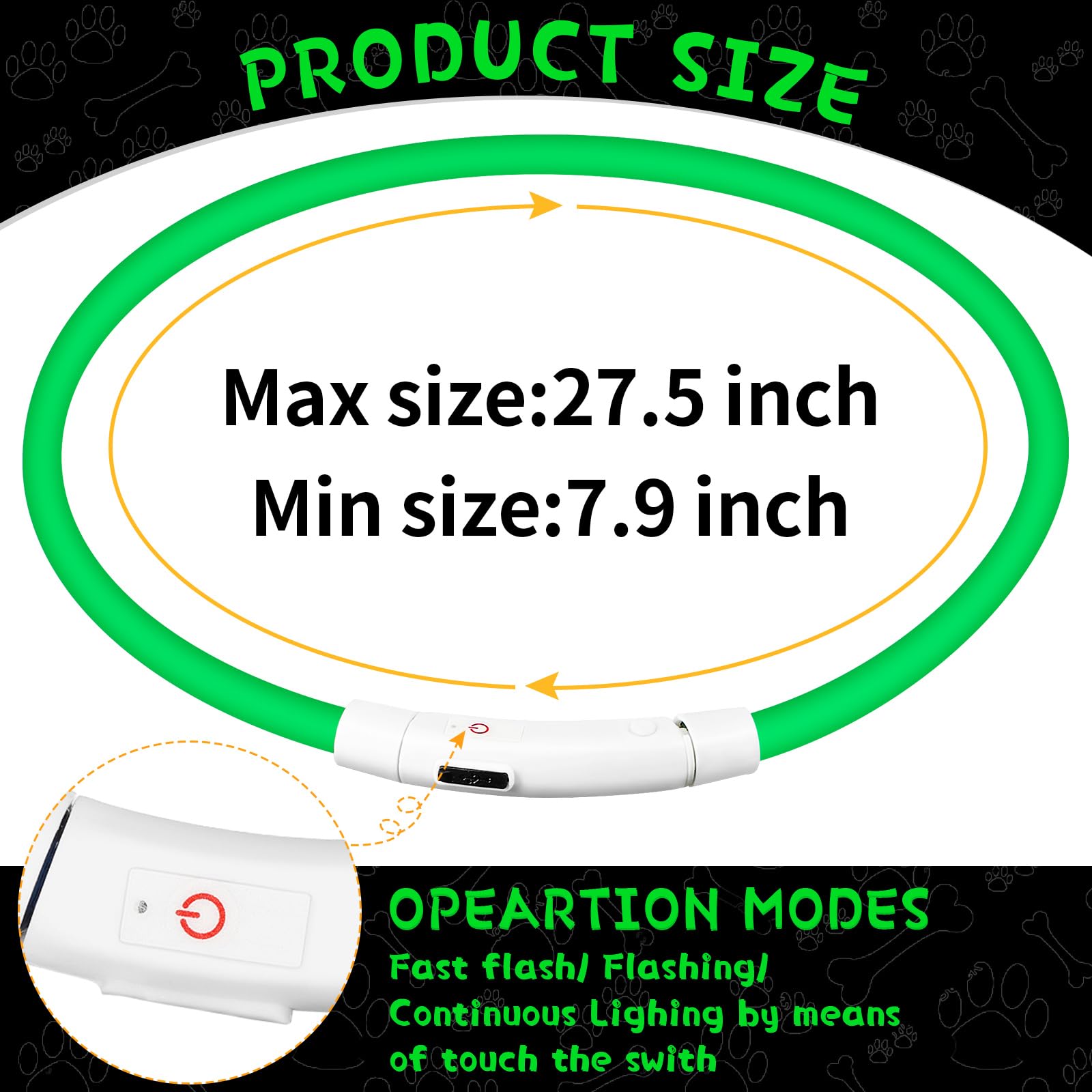 Weewooday 3 Pcs Dog Collar Led Usb Rechargeable Lights Dog Necklace Collars Doggy Lights For Night Walking Adjustable Safety Lam