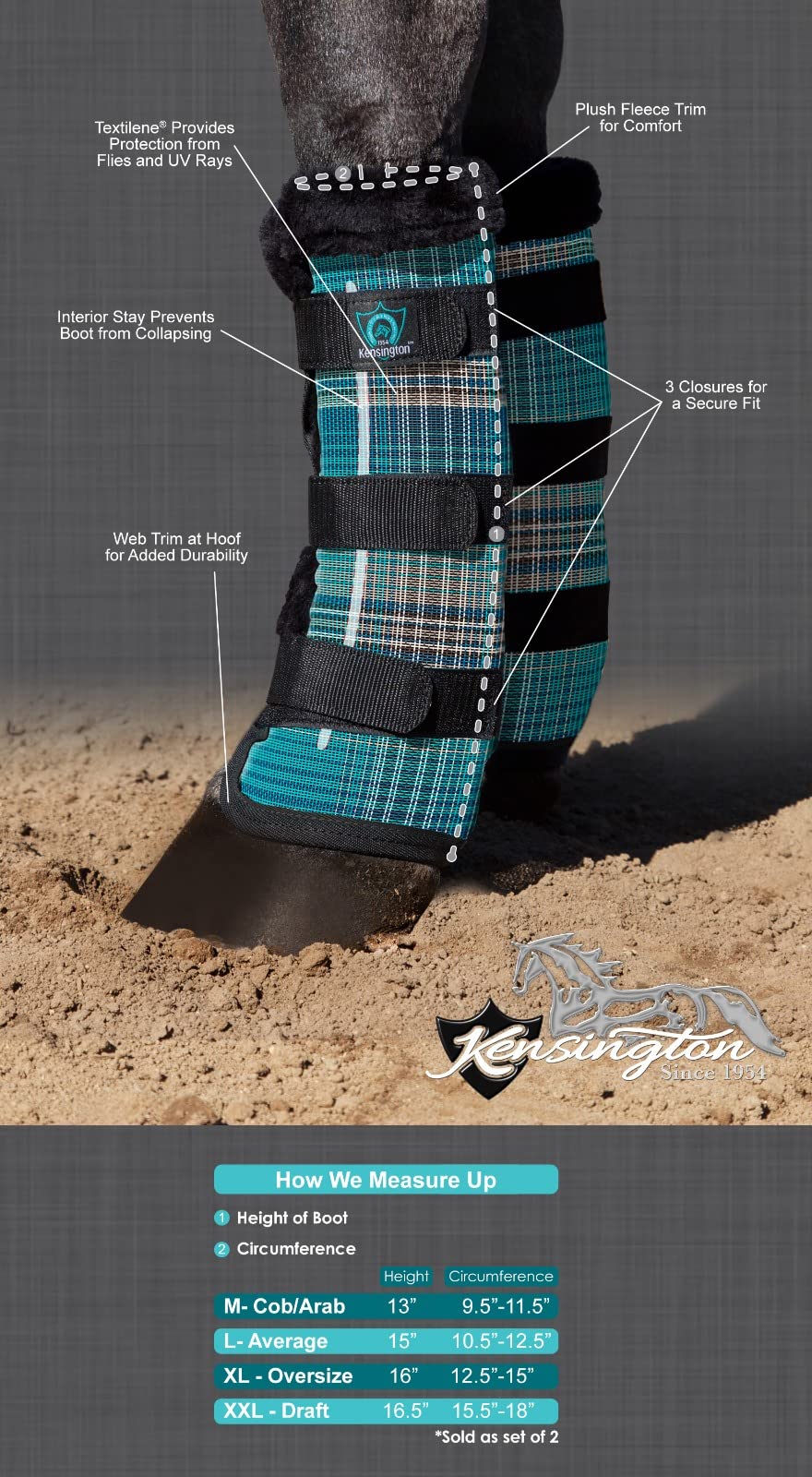 Kensington Protective Fly Boots (Pair) Size:L-Average Color: 2021 - Atlantis