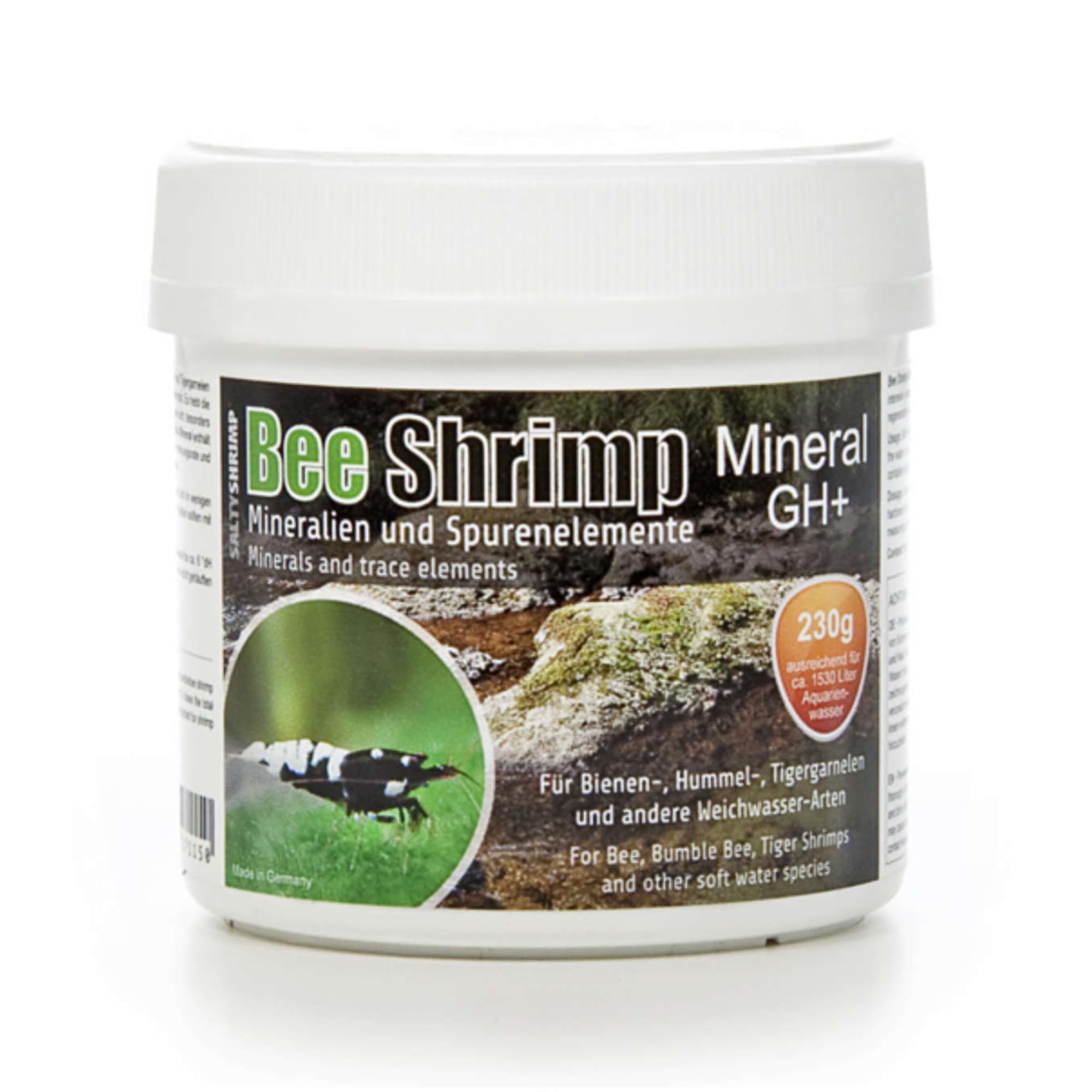 SALTYSHRIMP Bee Shrimp Mineral GH+ 230G - Essential Mineral Supplement for Shrimp Tanks, Model SSM-NBSM-230