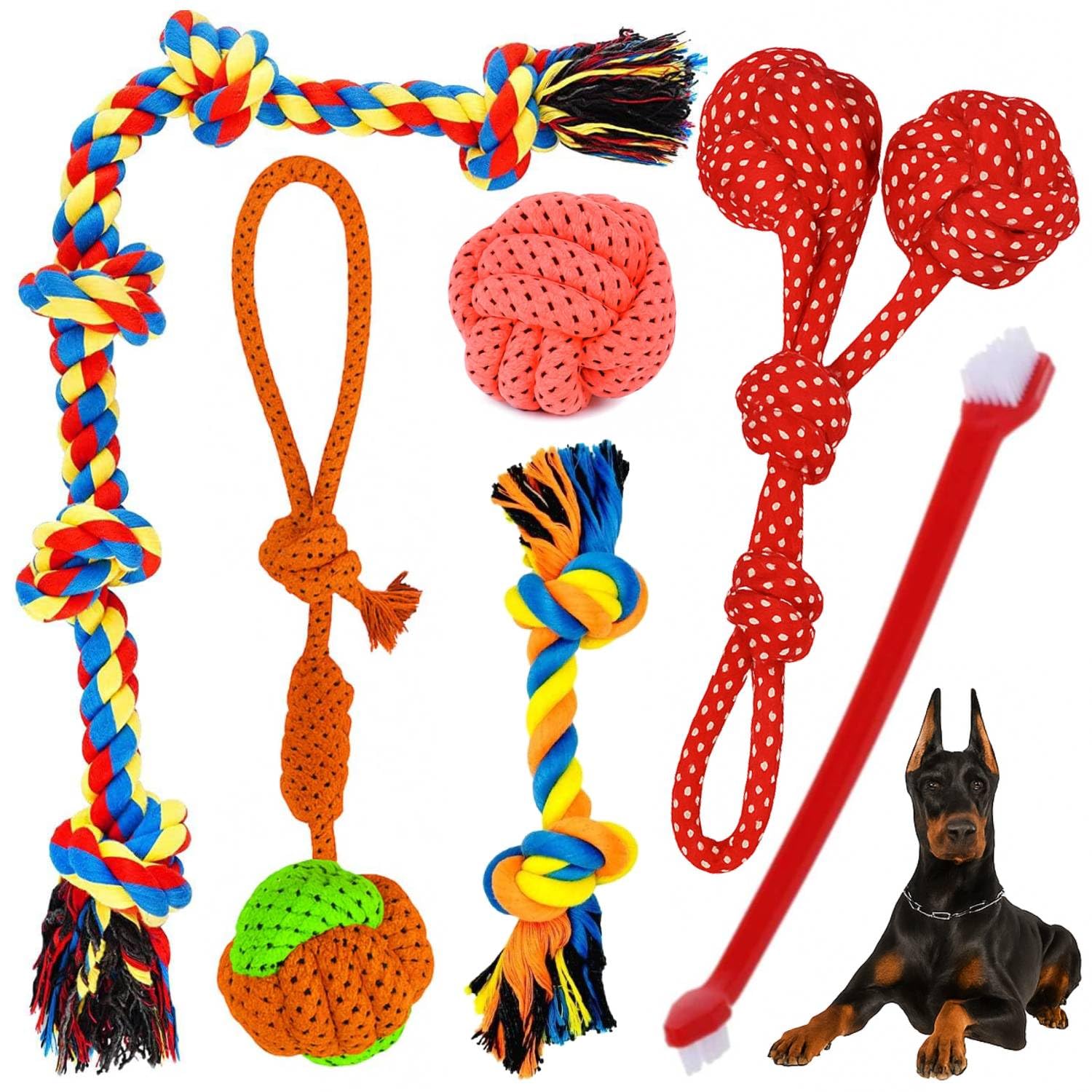 YOUHAVEDEAL Multicolor Dog Rope Toy Set for Aggressive Chewers | Durable Cotton Rope Chew Toys for Small, Medium & Large Dogs | 