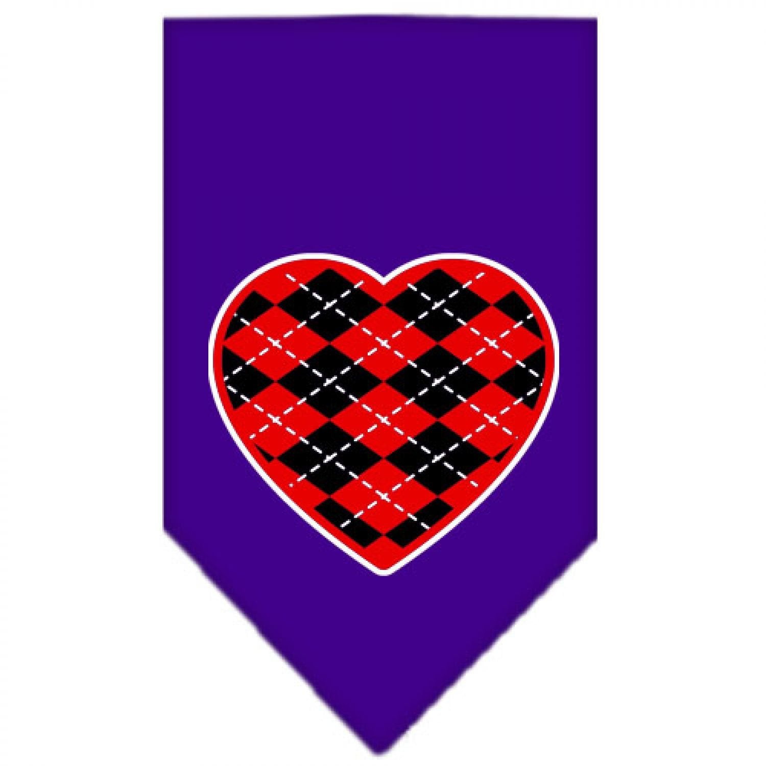 Mirage Pet Products Argyle Heart Red Screen Print Bandana for Pets, Large, Purple