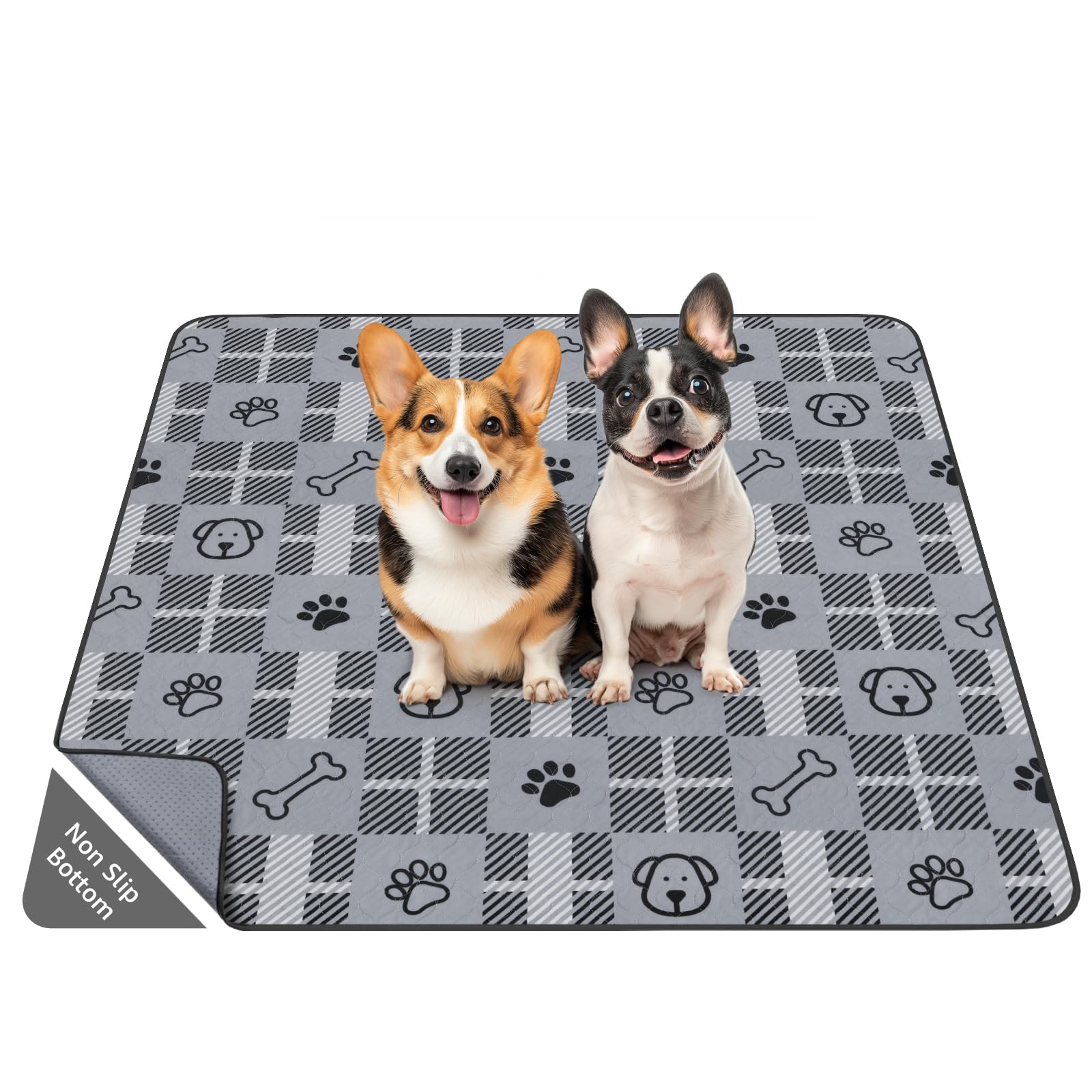 LOOBANI Washable Pee Pads for Dogs: 72x72 Lagre Reusable Dog Pads Mat, Waterproof Leakproof Washable Puppy Pad, Non-Slip Whelpin