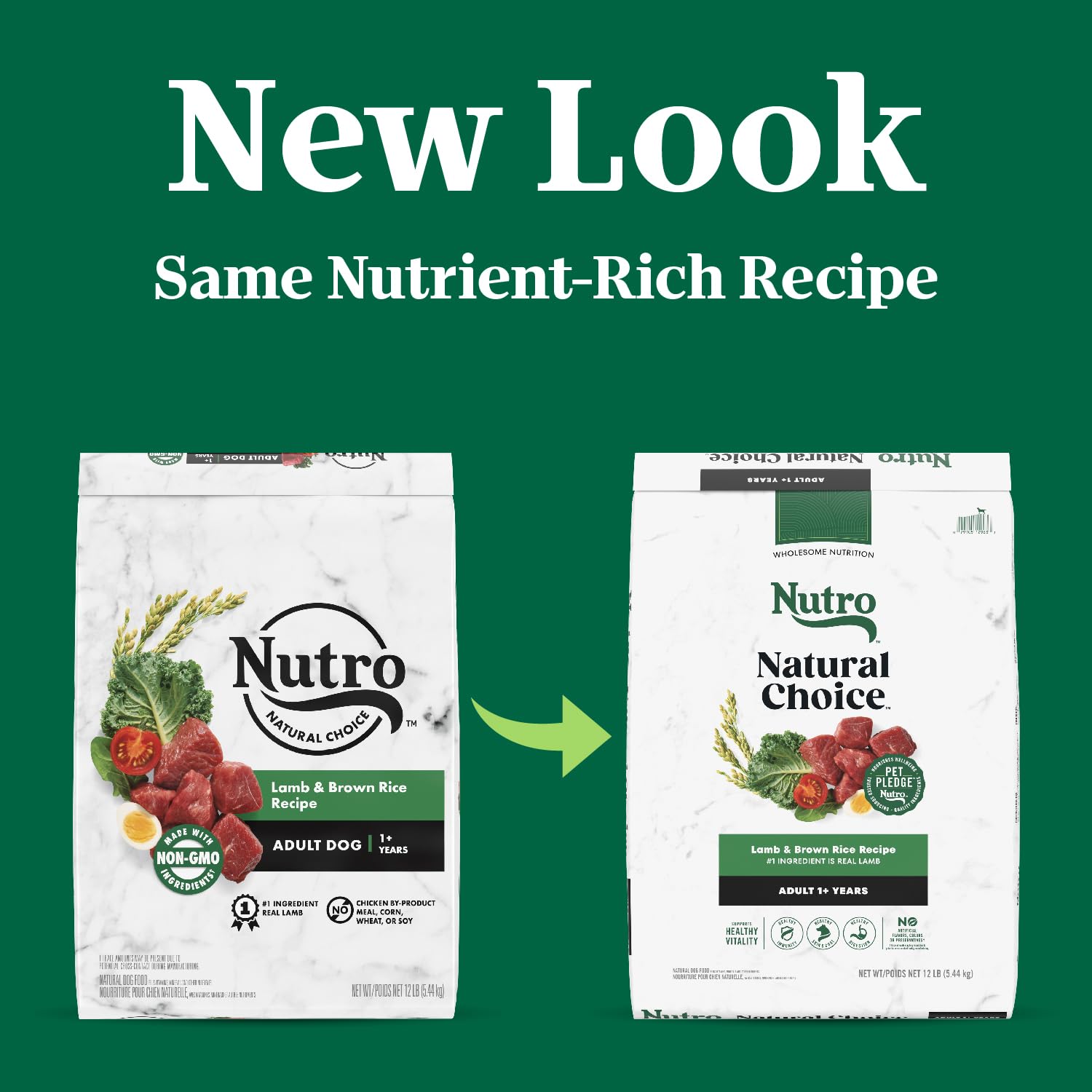 Nutro Core Dry Dog Natural Choice Adult Dry Dog Food, Lamb & Brown Rice Recipe Dog Kibble, 12 lb. Bag