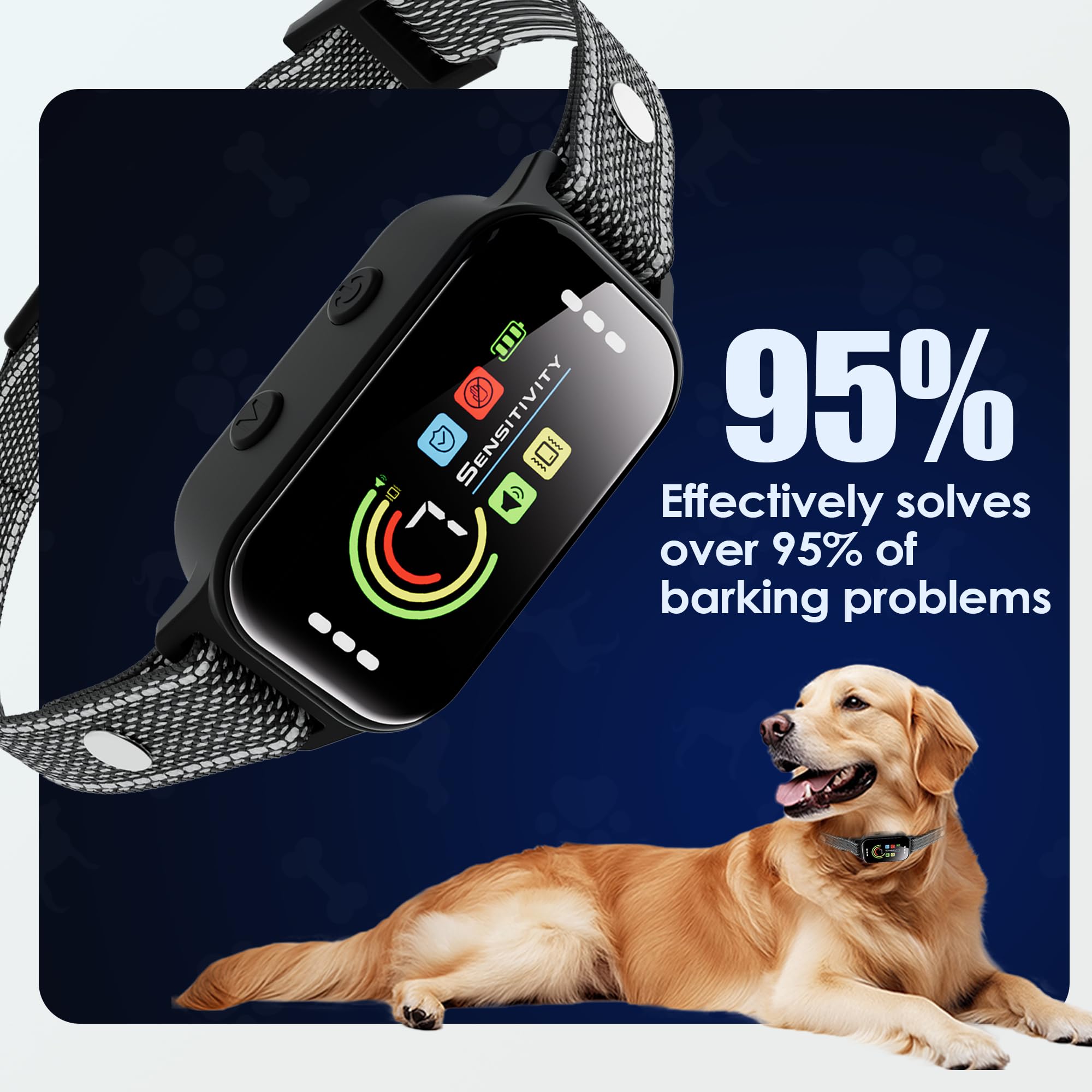 Jeuje Dog Bark Collar 2 Pack, Bark Collar For Large Medium Small Dogs, Rechargeable Smart Bark Collar, Anti Barking Training Col
