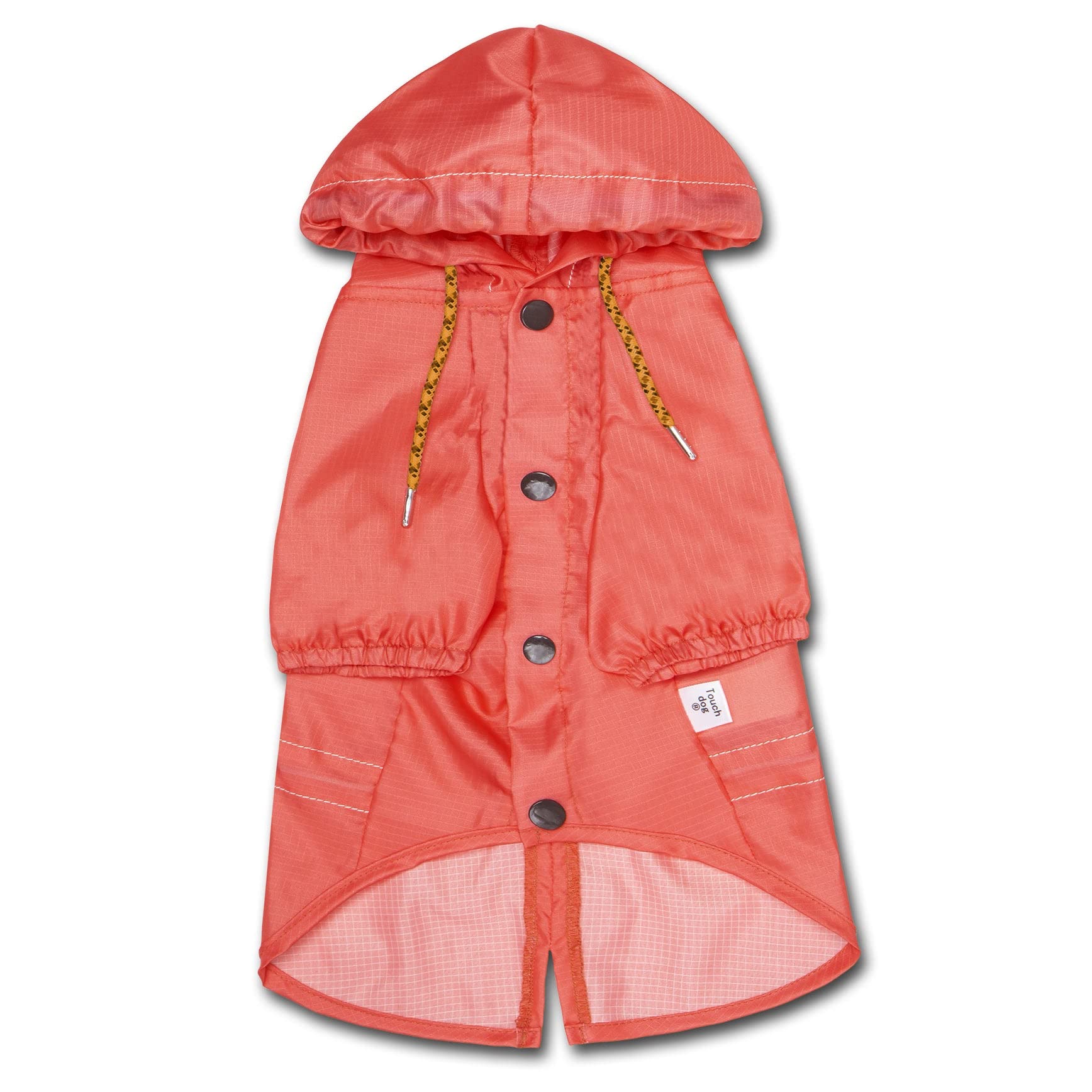 Touchdog 'Split-Vent' Lightweight Dog Raincoat Poncho - Waterproof Dog Coat With Adjustable Waist And Split-Vent - Pet Raincoat Or Outdoor Dog Jacket With Built-In Adjustable Hood