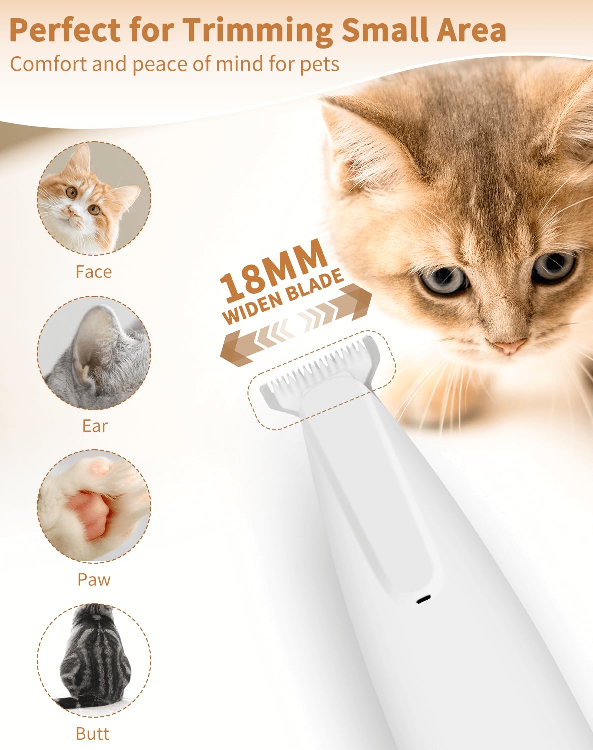 Liturtoo Dog Paw Trimmer With Led Light, 18Mm-Blade Electric Dog Clippers For Groomming, Led Display Rechargeable Hair Shaver Fo