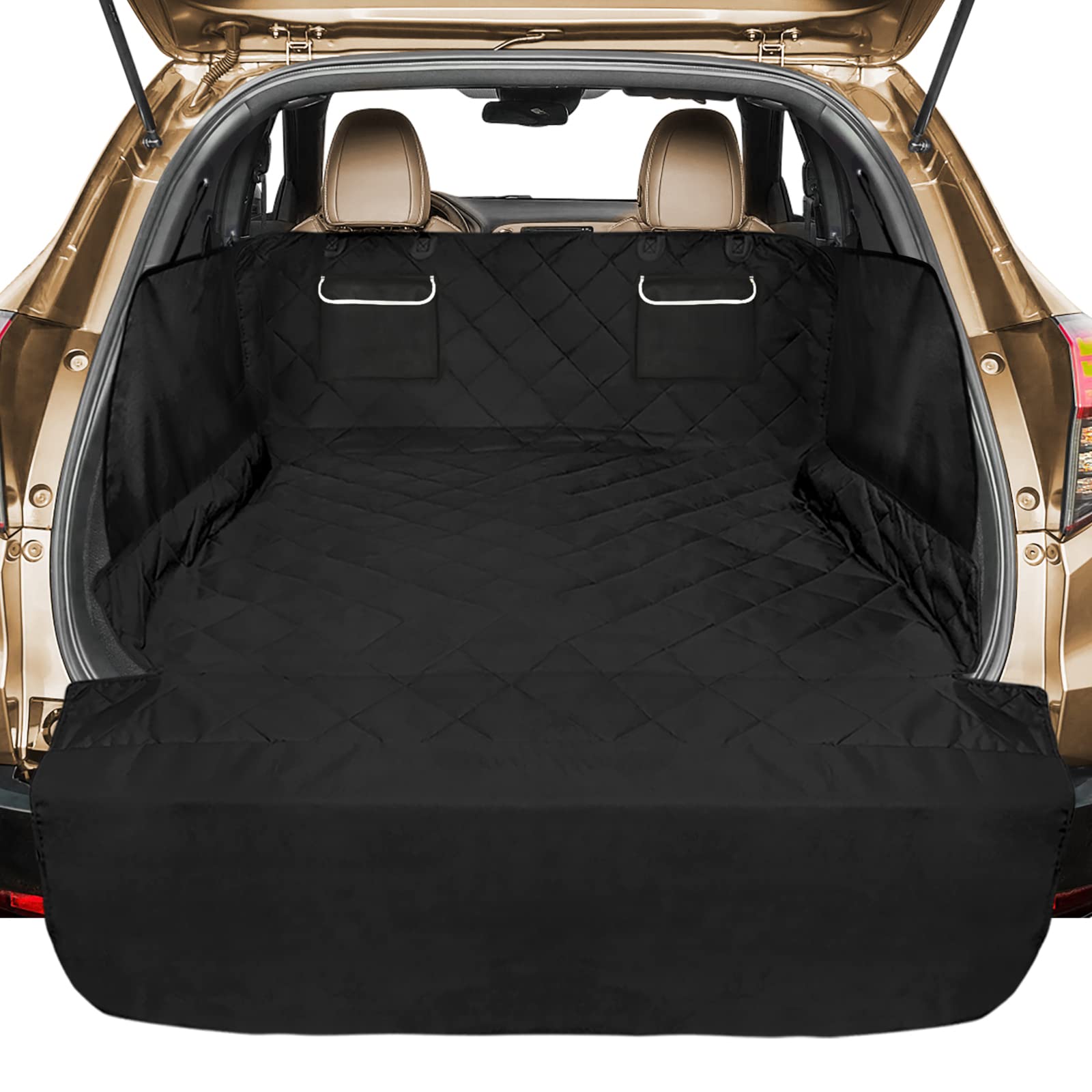 Veckle SUV Cargo Liner for Dogs, Waterproof Dog Trunk Cover with Side Flap Protector 2 Large Pockets Pet Seat Cover for SUV Seda