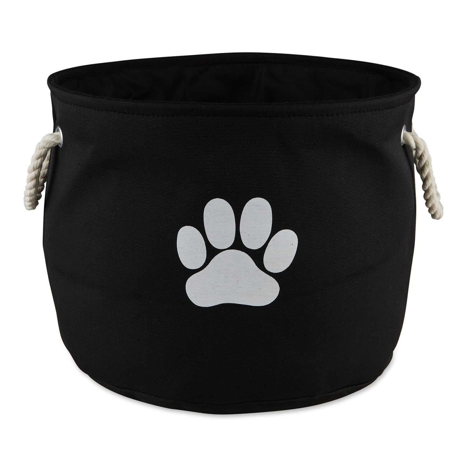 Bone Dry Pet Storage Collection Collapsible Bin, Black, Small Round