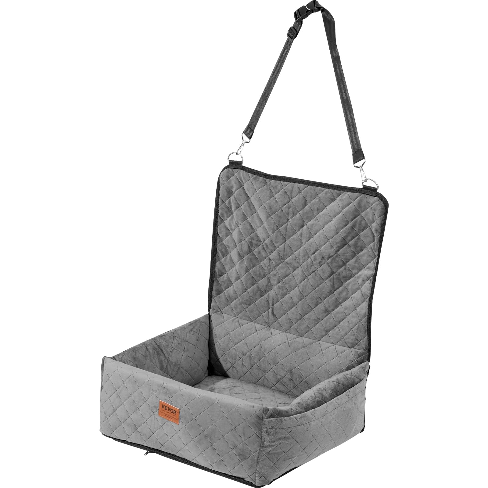 Vevor Dog Booster Car Seat Pet Car Seat For Small Medium Dog Up To 40 Lbs Gray
