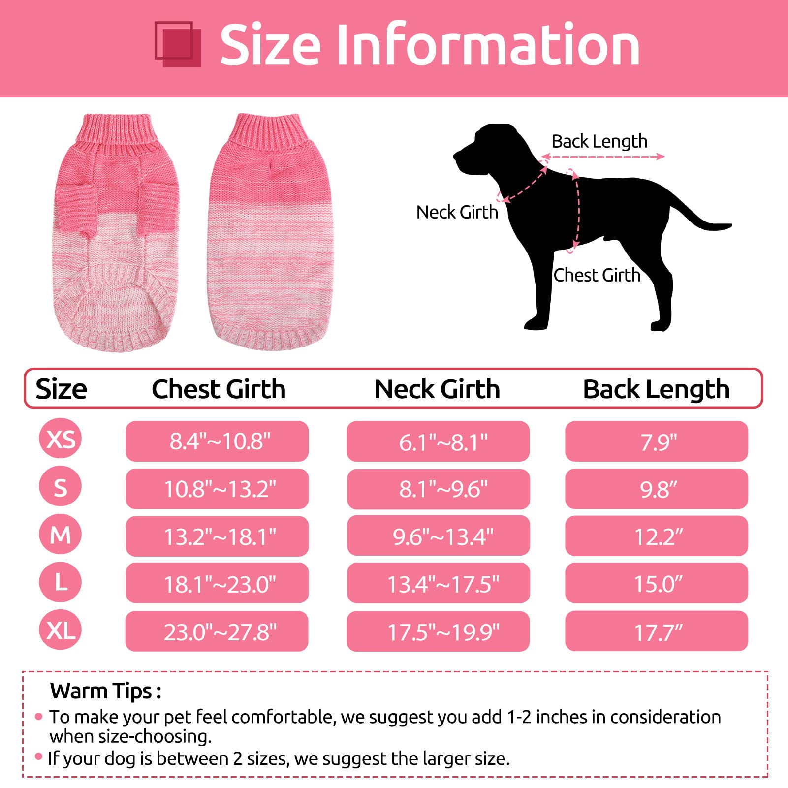 Queenmore Knitted Pullover Dog Sweater, Turtleneck Pet Cat Sweater, Cold Weather Puppy Sweater Stitching Knitwear With Leash Hole For Small Medium Dogs