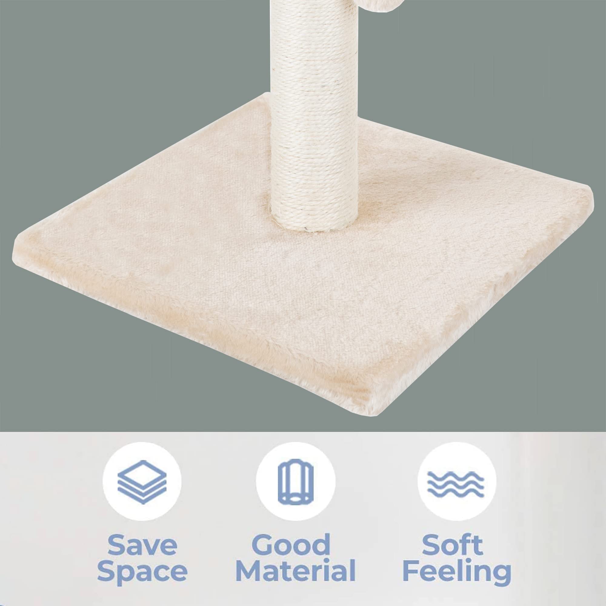 Dimaka 29'' Cat Scratching Post, Natural Sisal Rope Scratch Post With 4 Teasing Toy Balls For Large Cats (Beige)