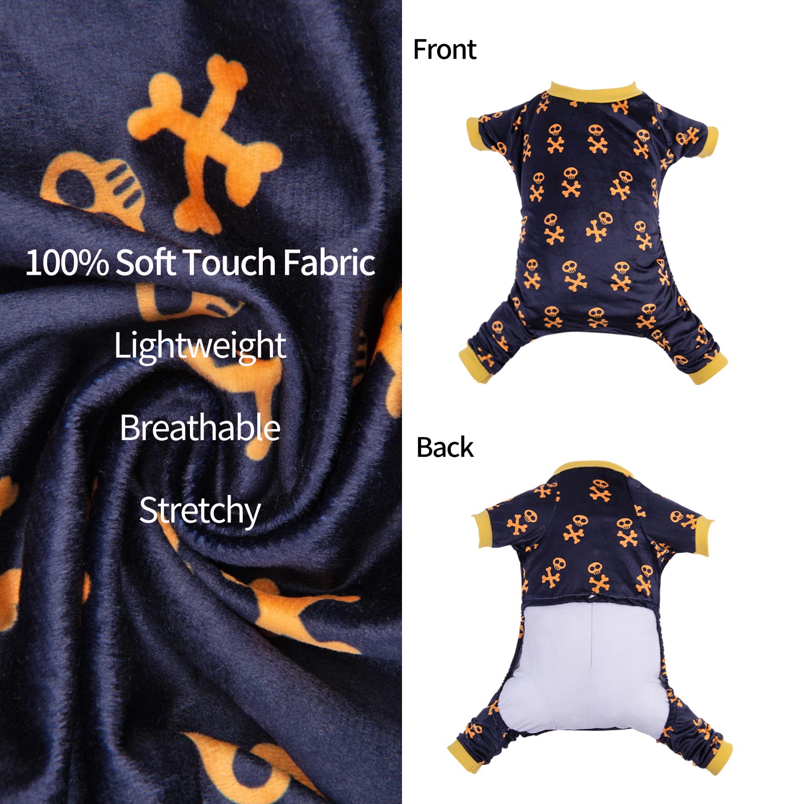 Cutebone Dog Halloween Pajamas Skull Clothes Soft Puppy Pjs For Small Dogs P247S