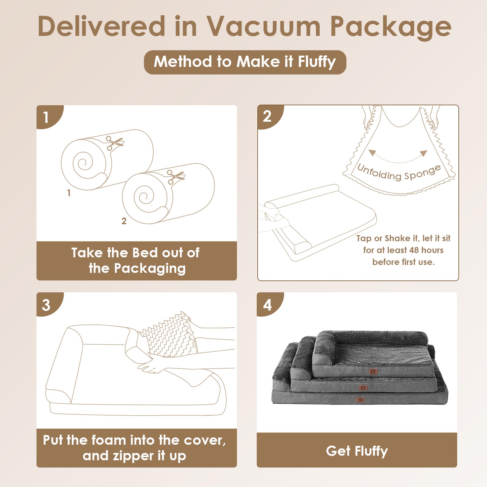 Eheyciga Memory Foam Orthopedic Xxl Dog Bed, Washable Dog Bed With Waterproof Lining Removable Cover, Extra Large Giant Dog Bed Sofa With Nonskid Bottom Pet Couch Bed, 48X36 Inches, Dark Grey