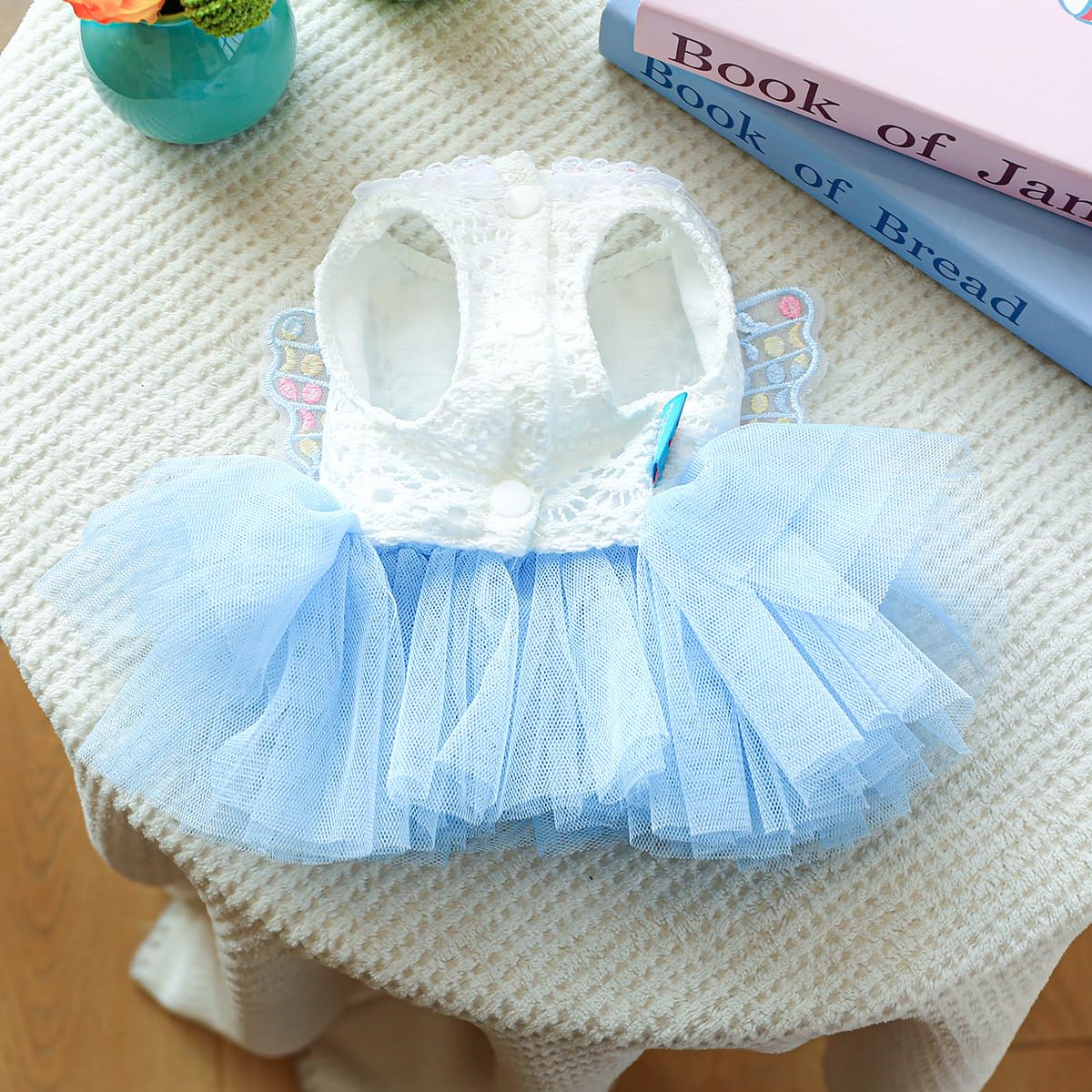 Marupet Fashion Sweet Puppy Dog Blingbling Princess Skirt Pet Dog Lace Cake Camisole Tutu Dress B-Light Blue Xs