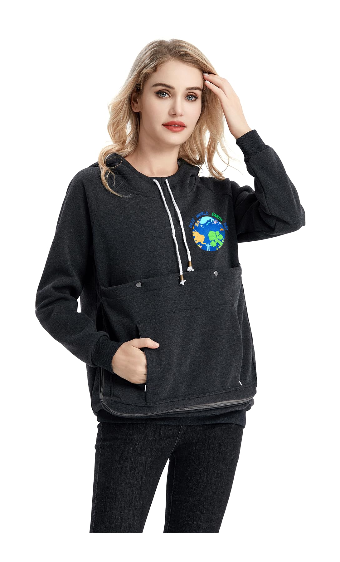Alyc Cat Dog Carrier Hoodie Large Pet Pouch Sweatshirt Puppy Kitten Holder Pullover Top Kangaroo Hoodies For Women Dark Grey