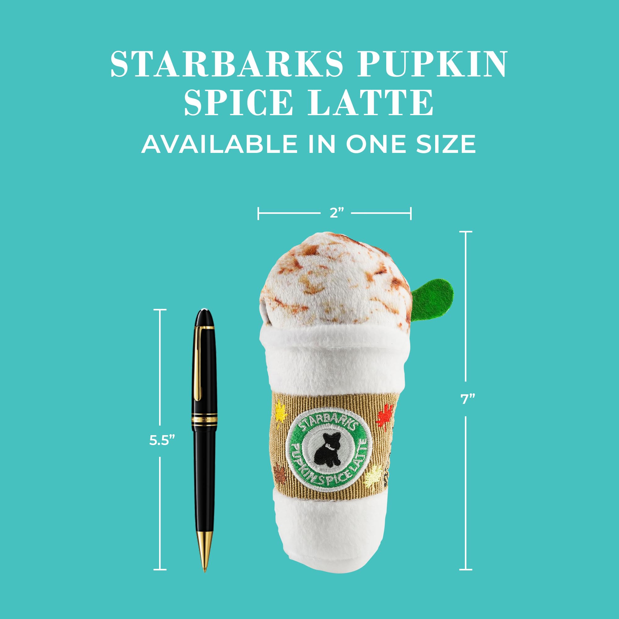Haute Diggity Dog Starbarks Pupkin Spice Latte, Plush Designer Dog Toys With Interactive Squeaker, Stimulating Pet Enrichment, M