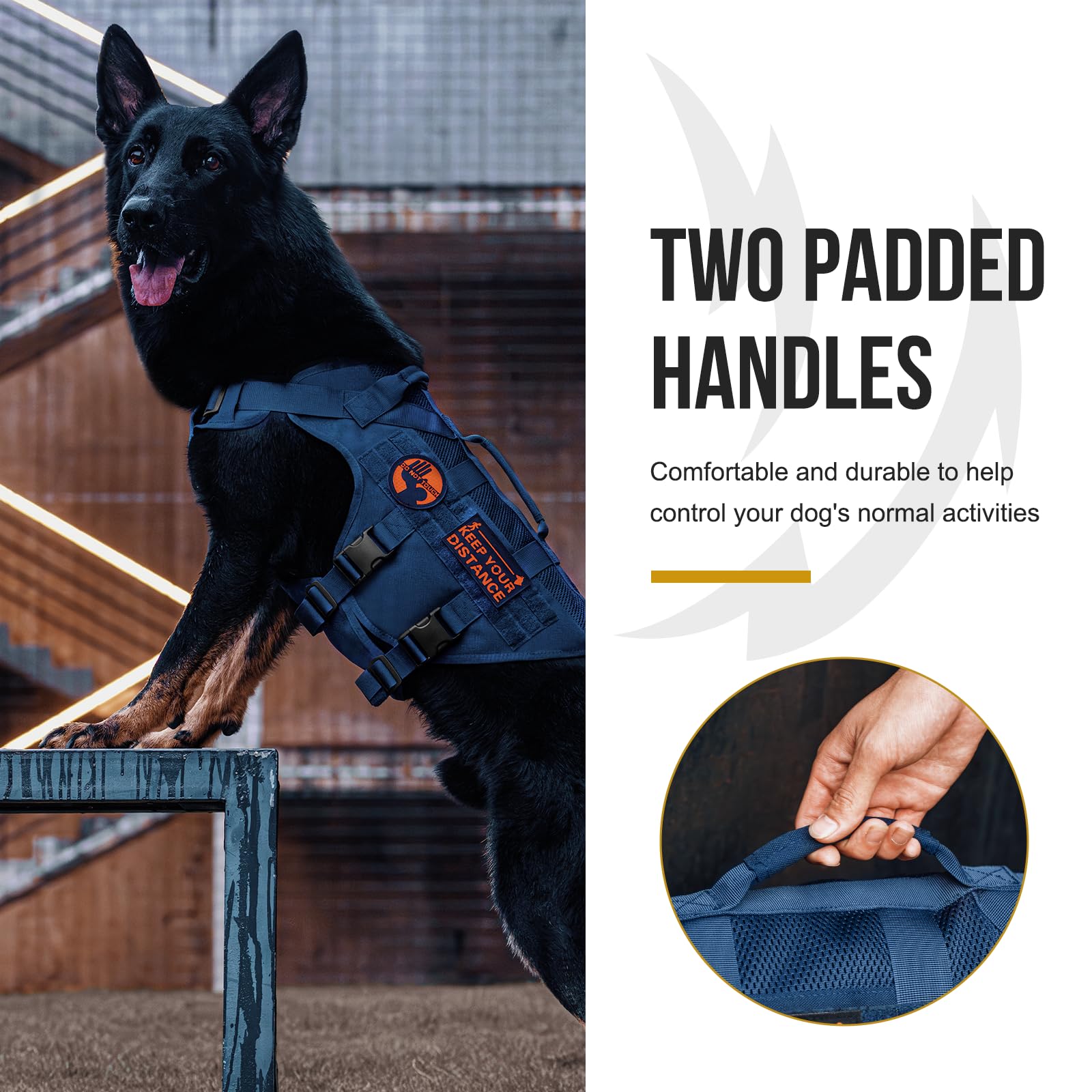 Onetigris No Pull Tactical Dog Harness For Small Medium Dog, Mesh Design Service Dog Vest Breathable Military Dog Molle Vests Wi