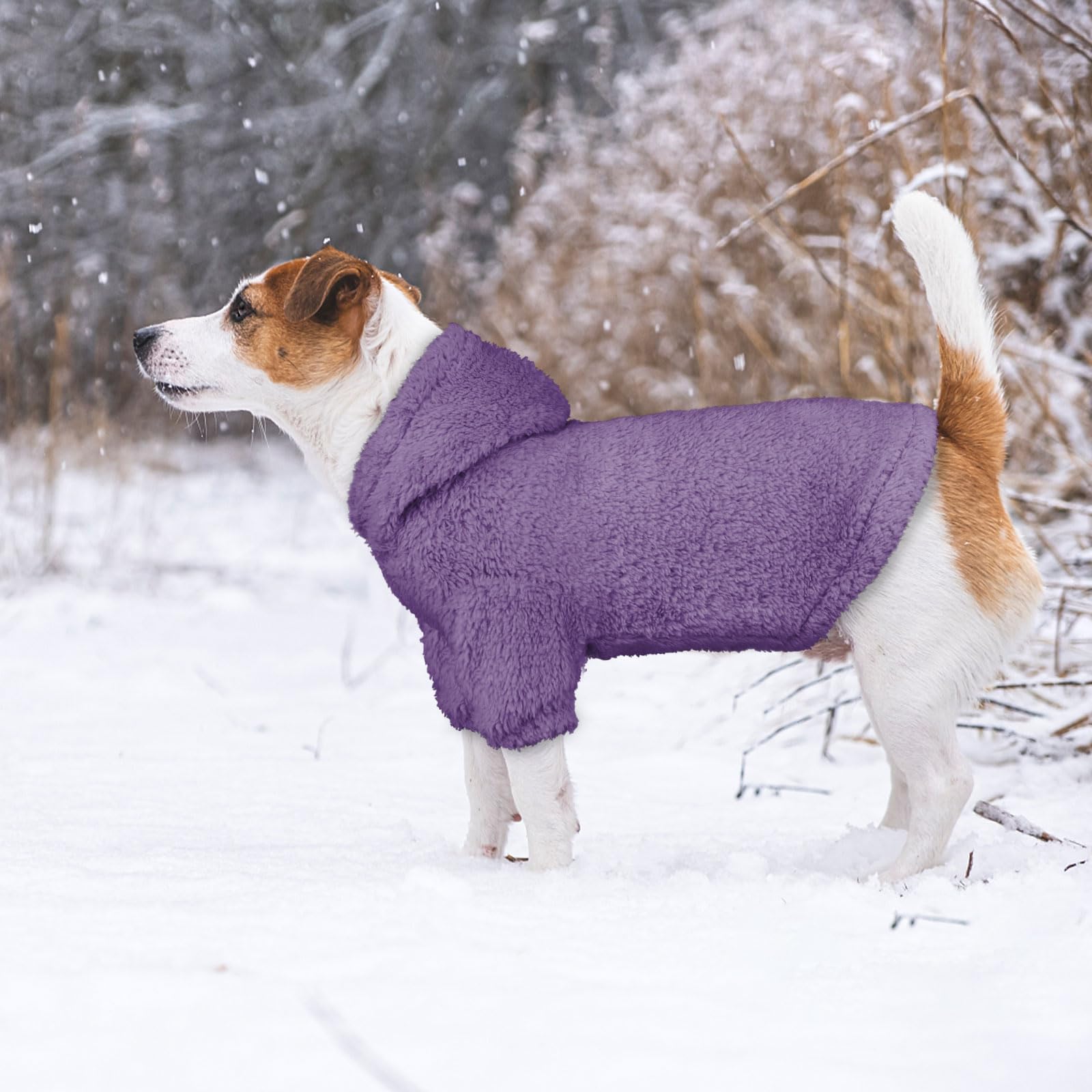 Fuzzy Dog Sweaters For Large Dogs Dog Hoodie Dog Clothes Warm Soft Dog Coats Hooded Sweatshirt Dog Hoodie For Large Dogs(Purple-