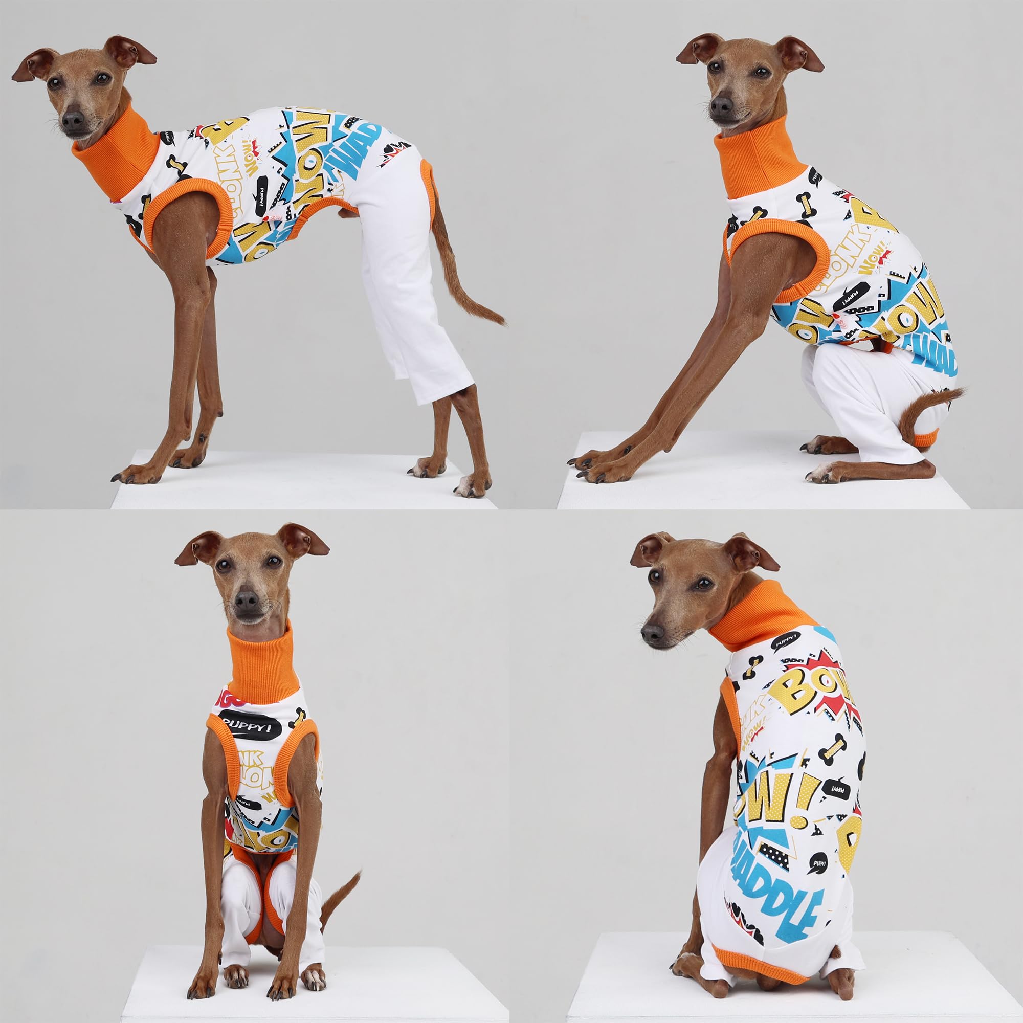 D Doggy Star Italian Greyhound Clothes Stretchable Bow Sleeveless Onesie Whippet For Dog (Xl,Onesie Bow White)