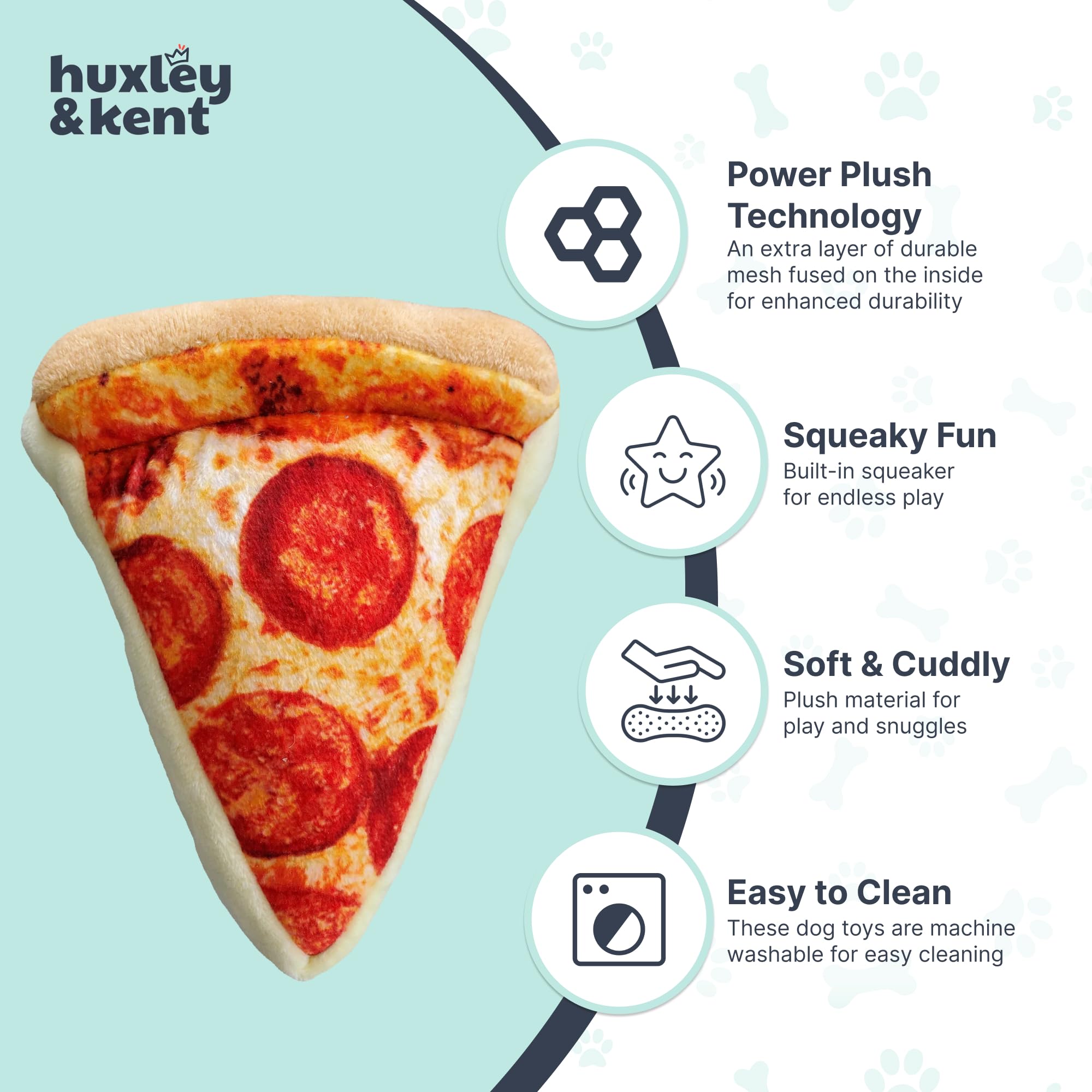 Huxley & Kent For Dogs - Pup-Eroni Pizza (Small) - Power Plush Funny Dog Toy With Squeaker - H&K Squeaky