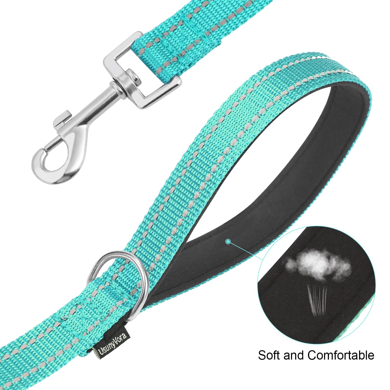 Usunyvora Reflective Nylon Dog Leash For Walking,Strong Dog Leash With Padded Handle For Small And Medium Dogs,4 Ft,Turquoise