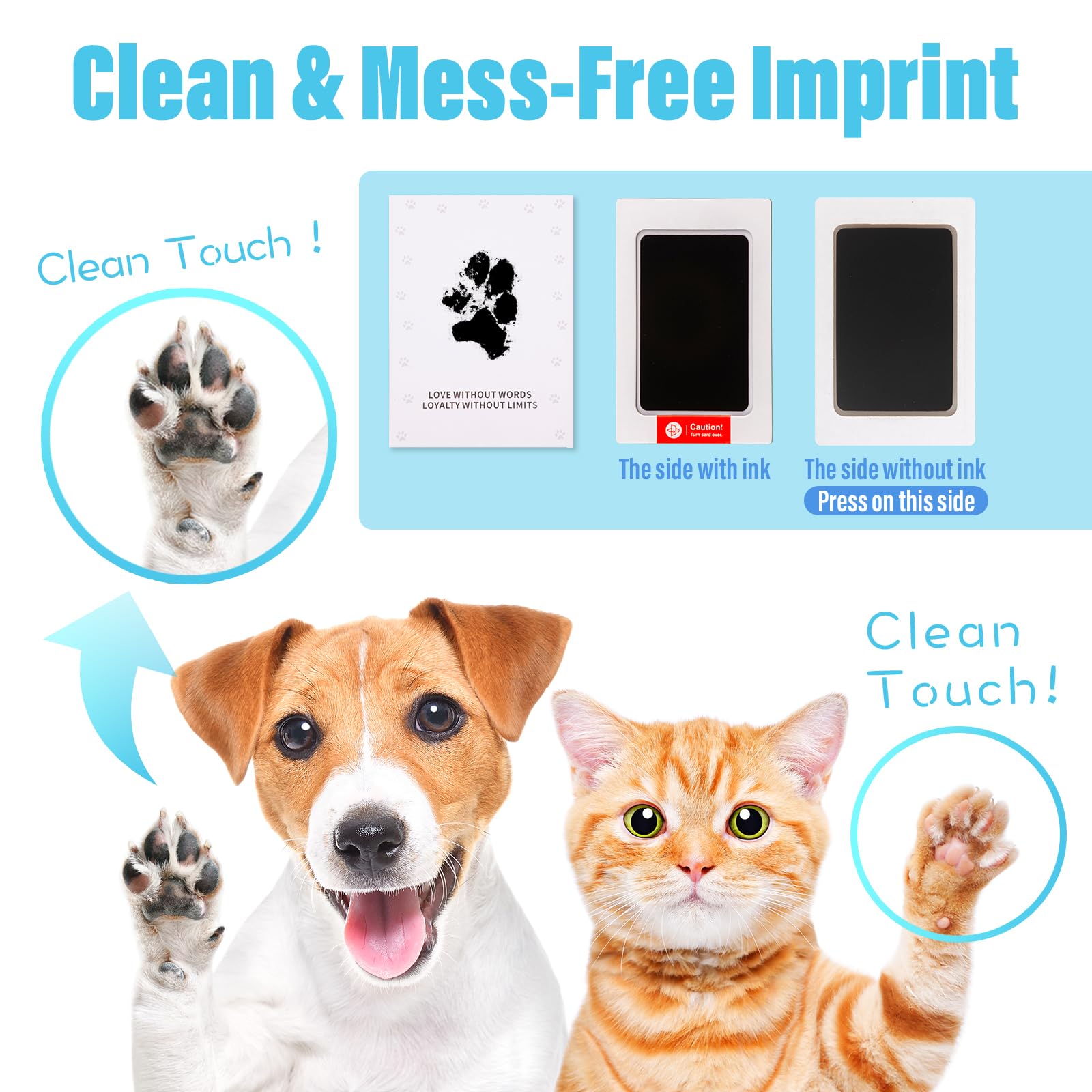 Torjoy Pet Paw Print Impression Kit - Inkless Ink Pad For Dogs And Cats, Dog Nose Print Kit, Paw Print Keepsake,Non-Toxic Pet Im