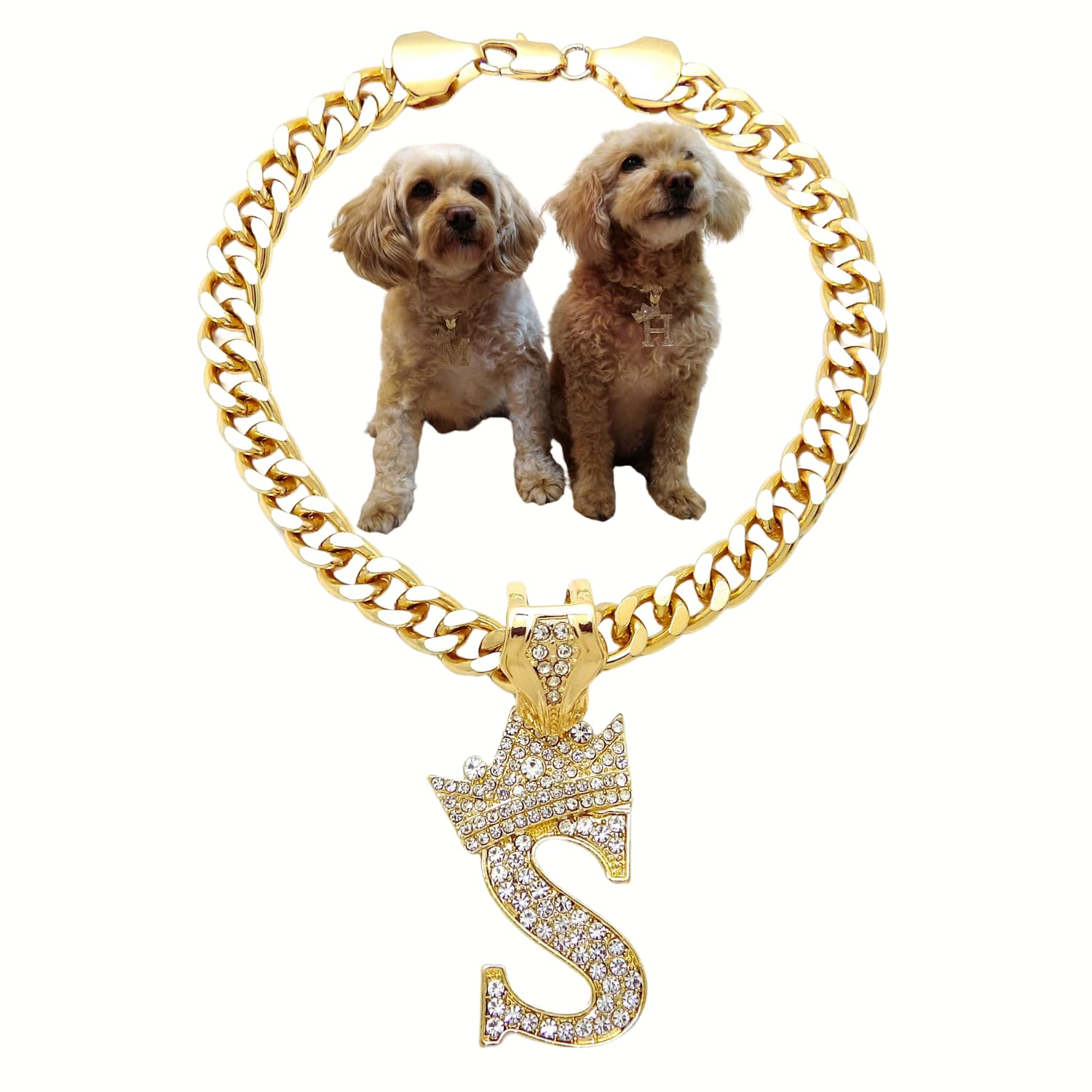 Initial Letter Cuban Chain Dog Chain Pet Chain Pet, Cat, Puppy Necklace (S, 24'')